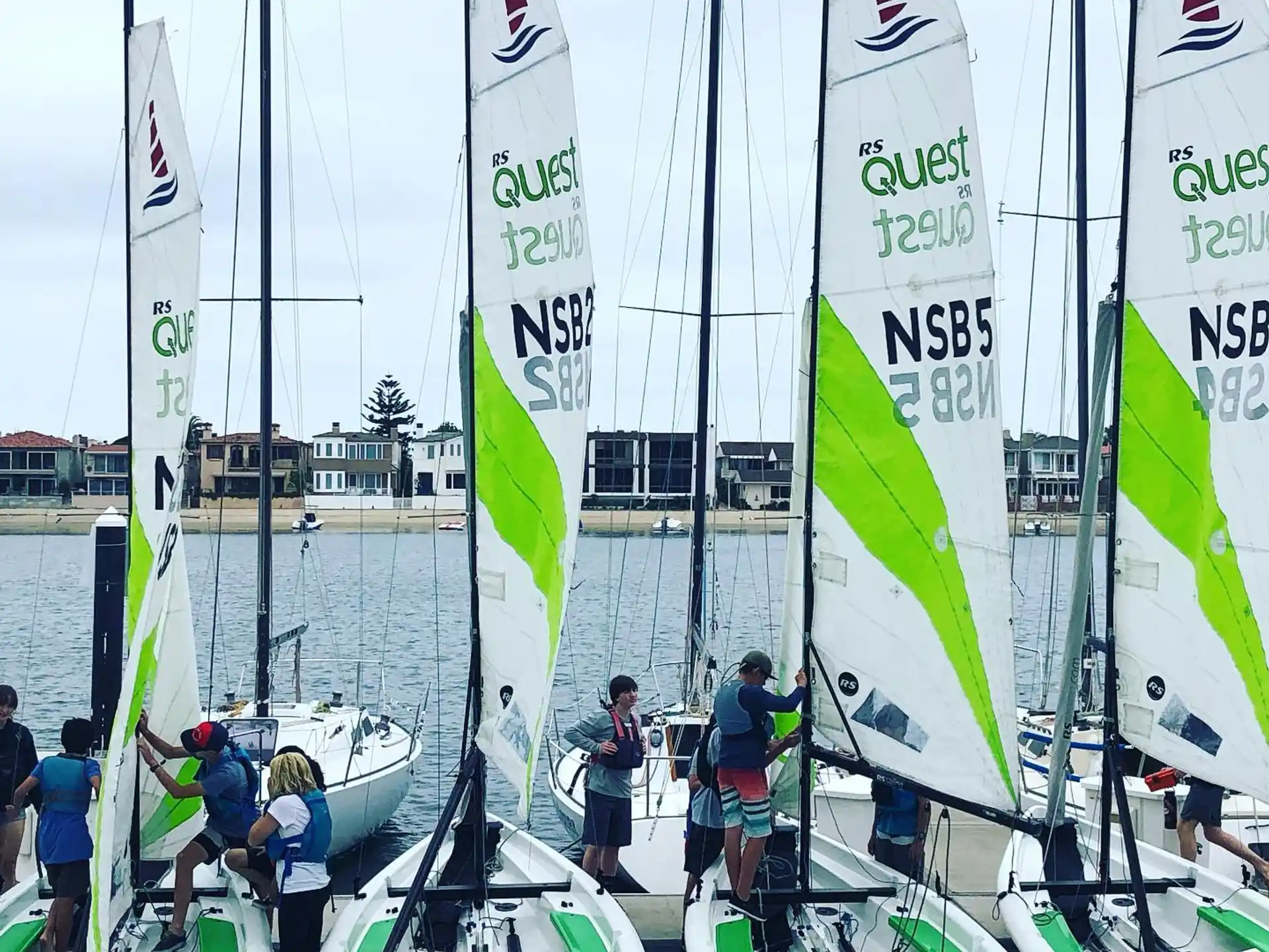 a group of people on a sailboat