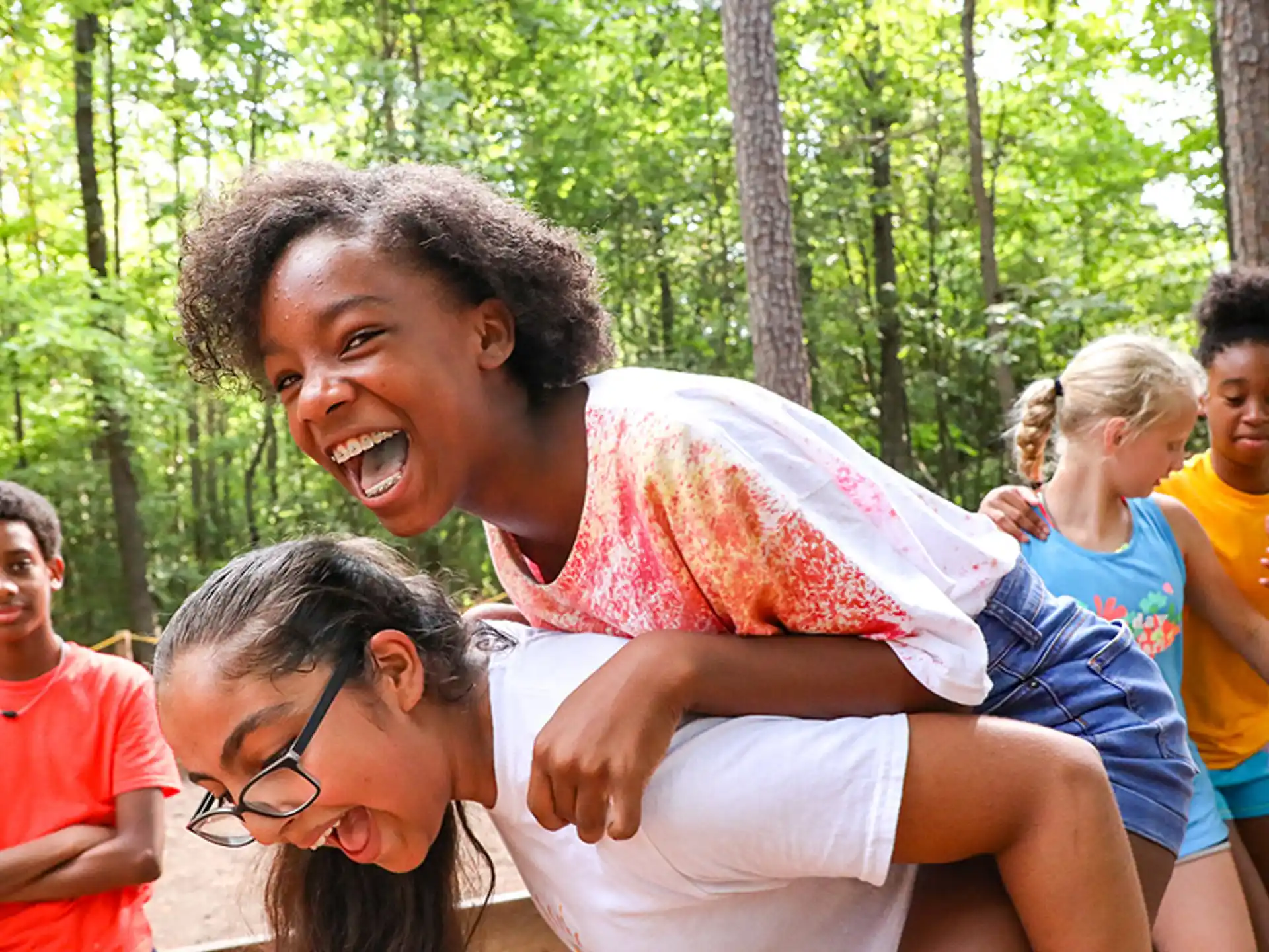 a group of children playing outside