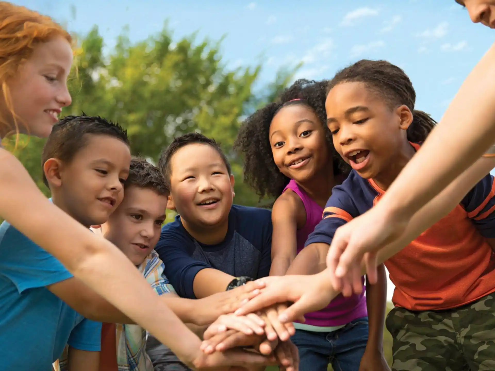 a group of kids smiling