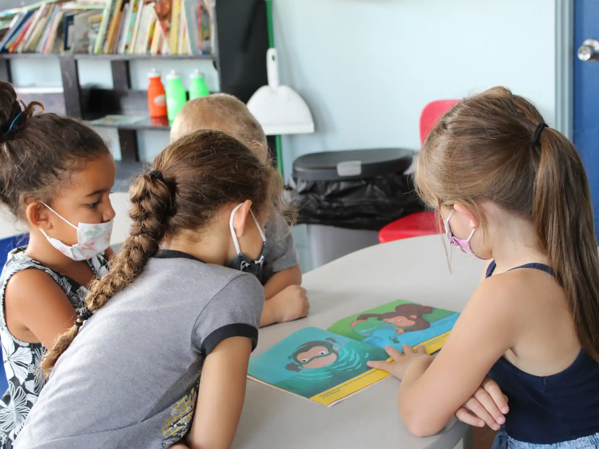 a few young girls painting