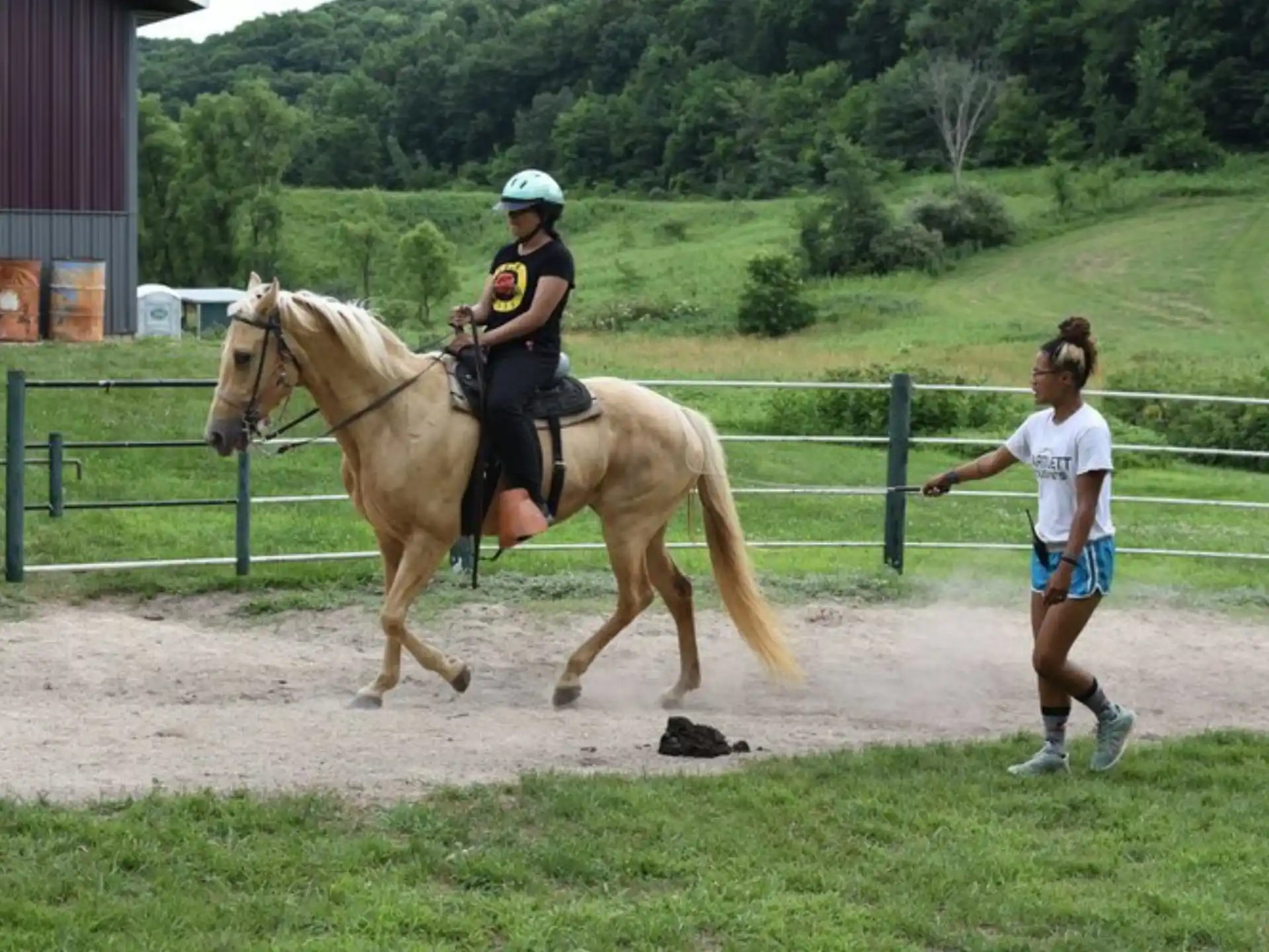 a man riding a horse