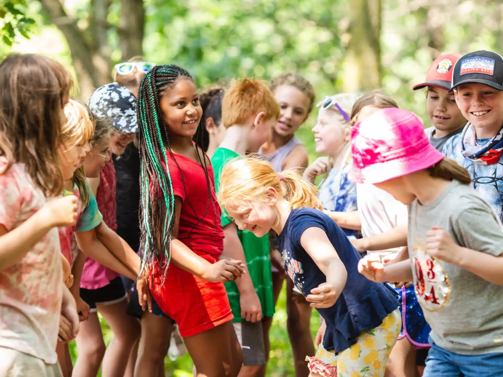 a group of children embracing