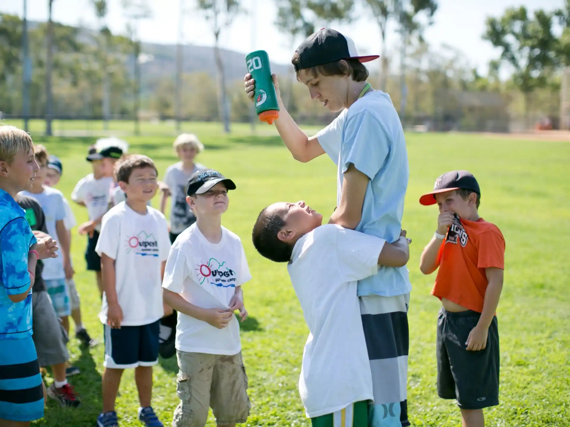 a person with a group of kids