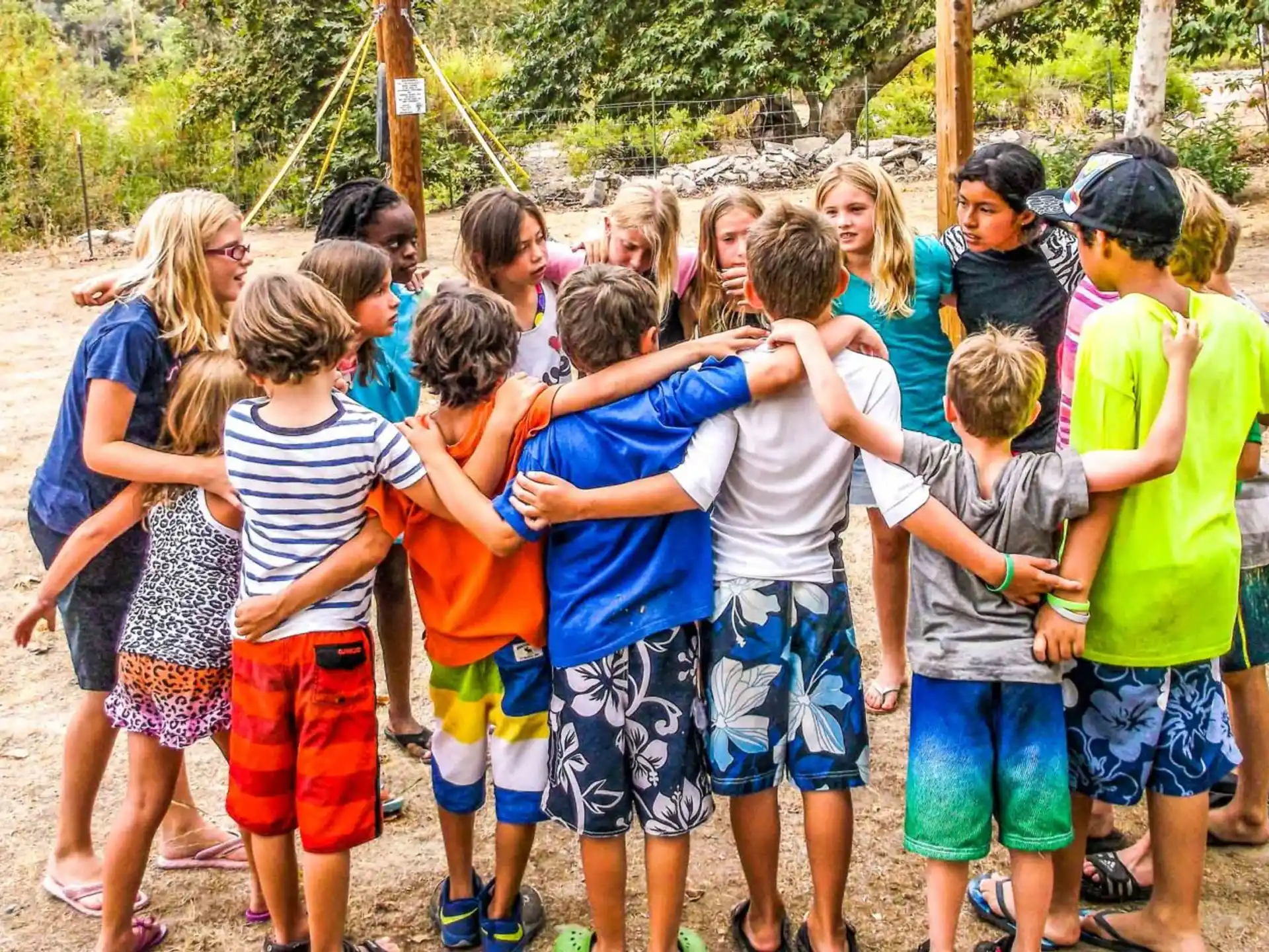 a group of children standing together