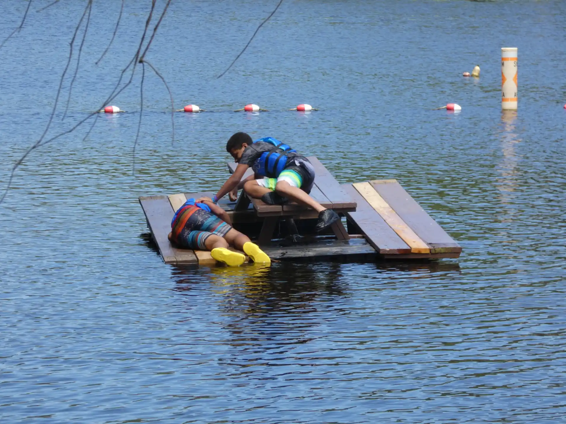 a couple of people on a boat
