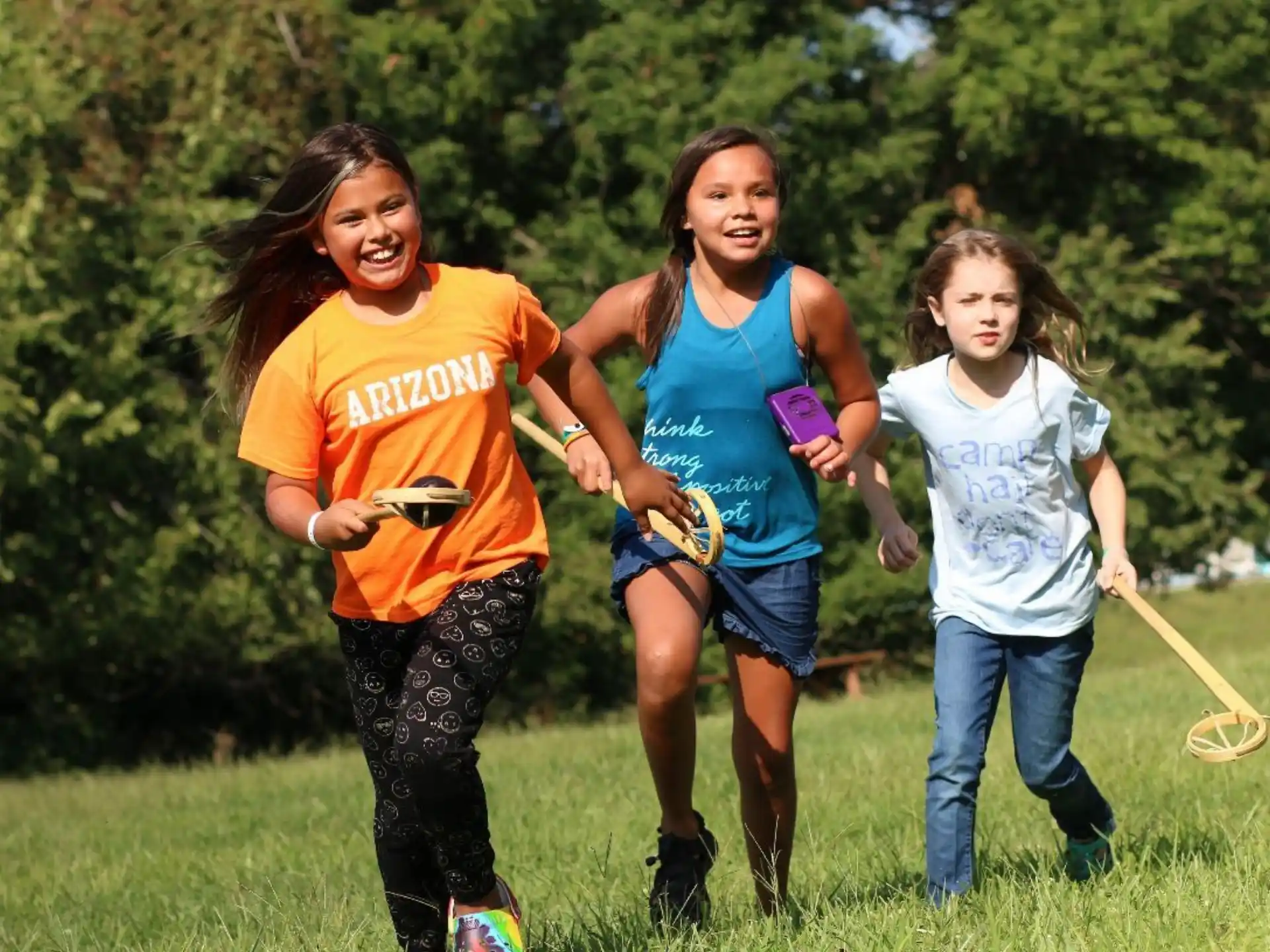 a group of girls running