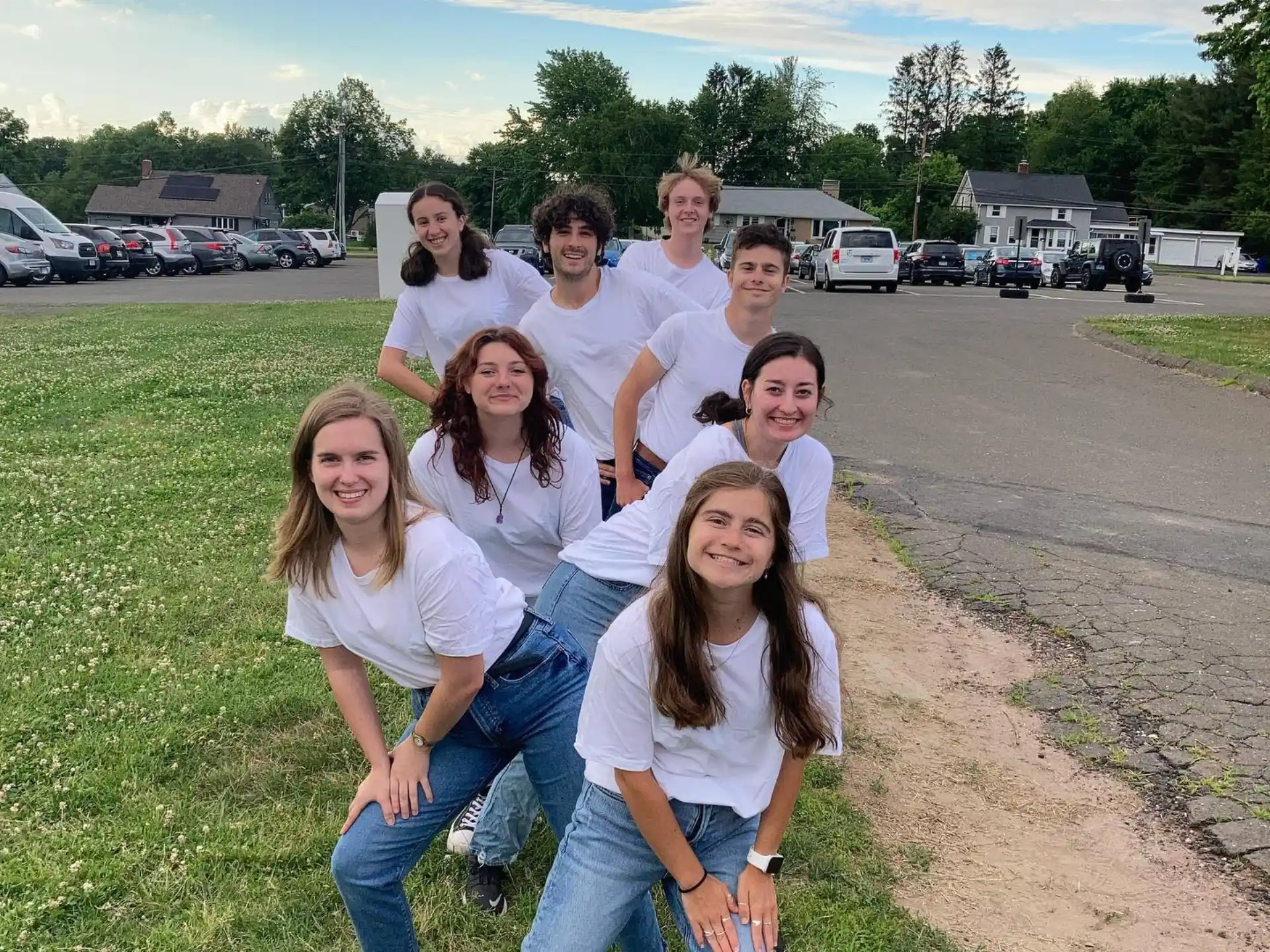 a group of people posing for a photo