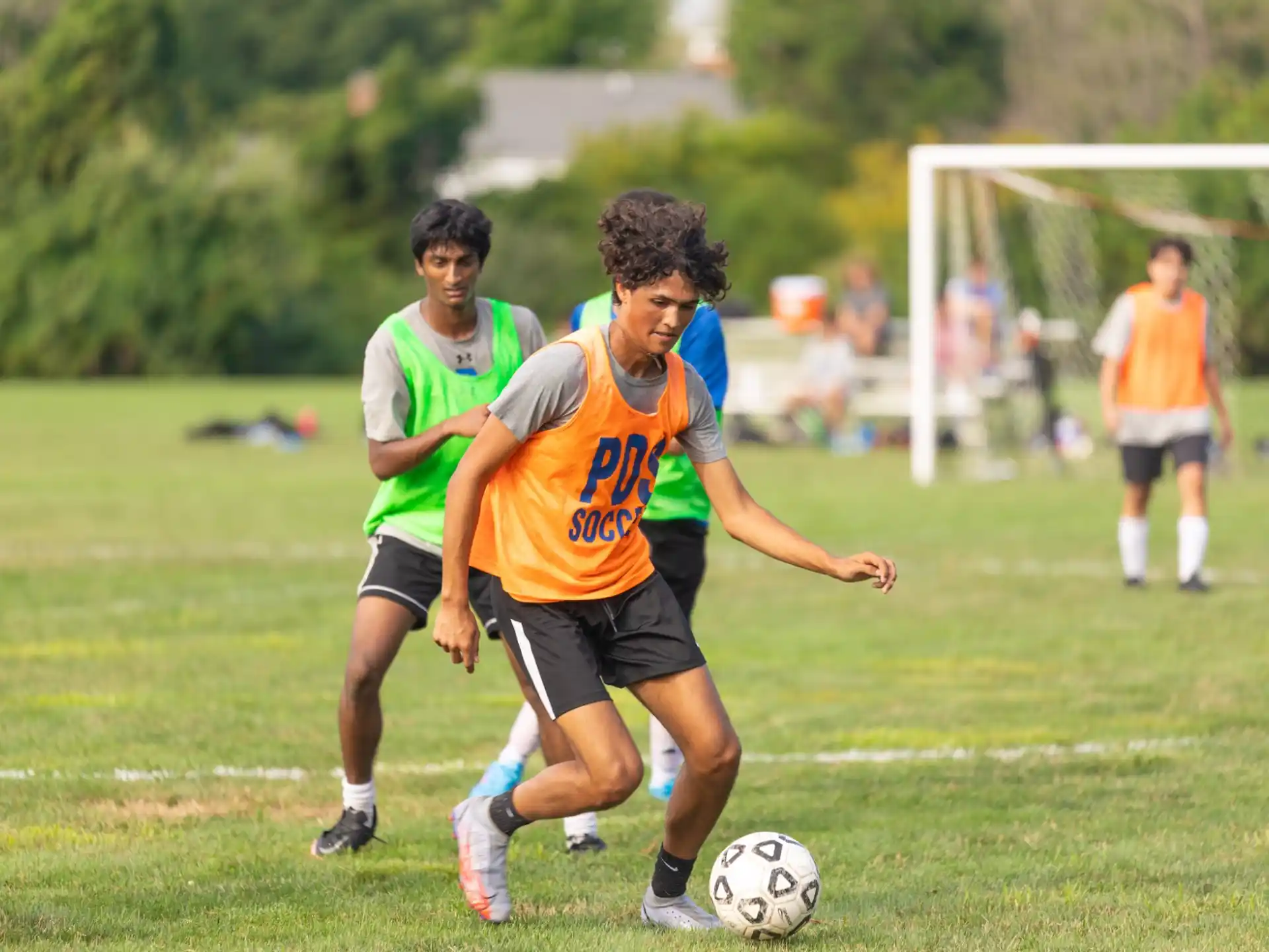 a group of men playing football