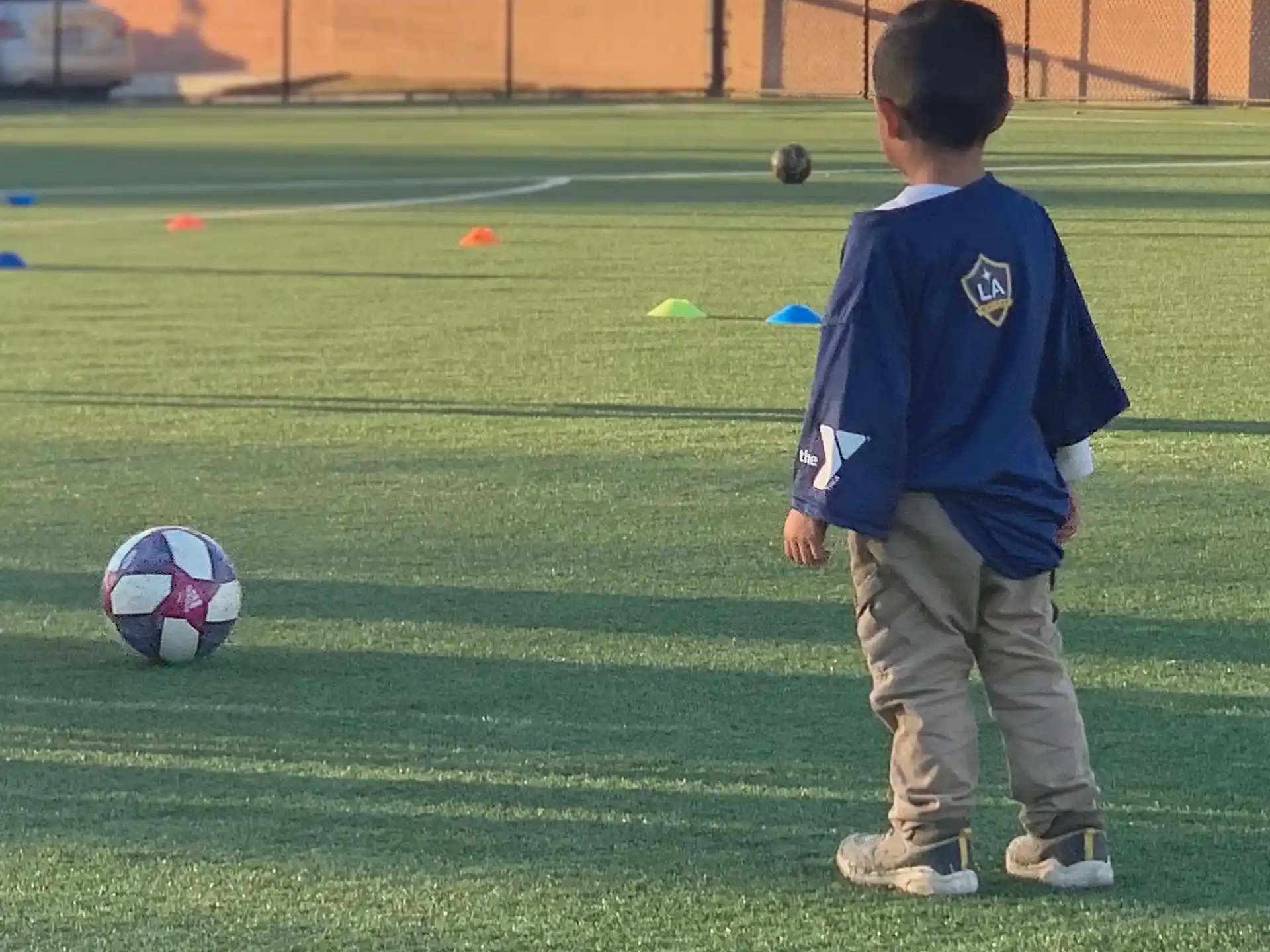 a boy playing football