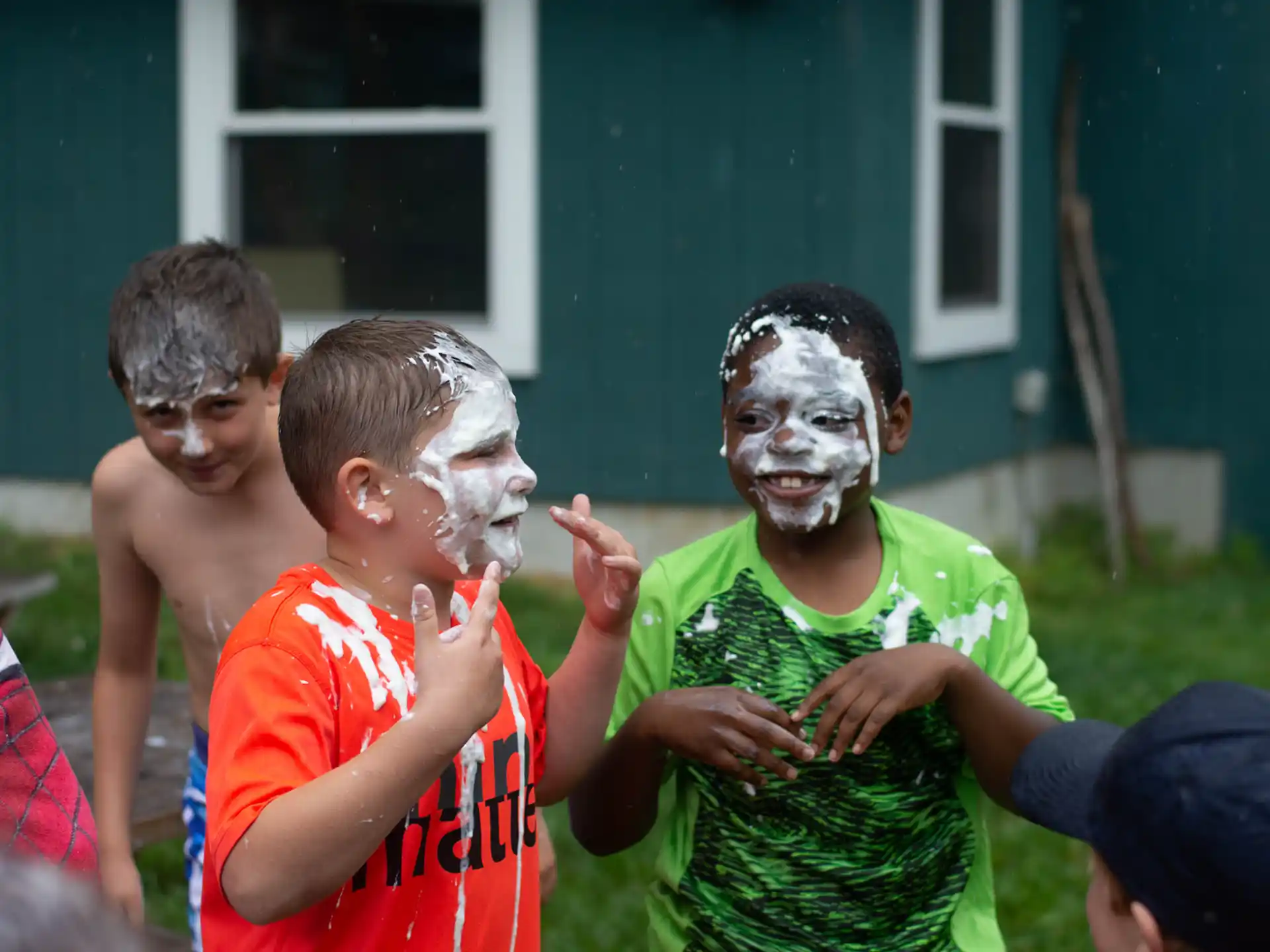 a group of children with paint on their faces