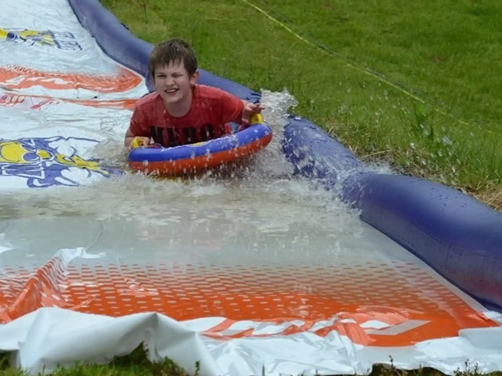 a boy in a pool