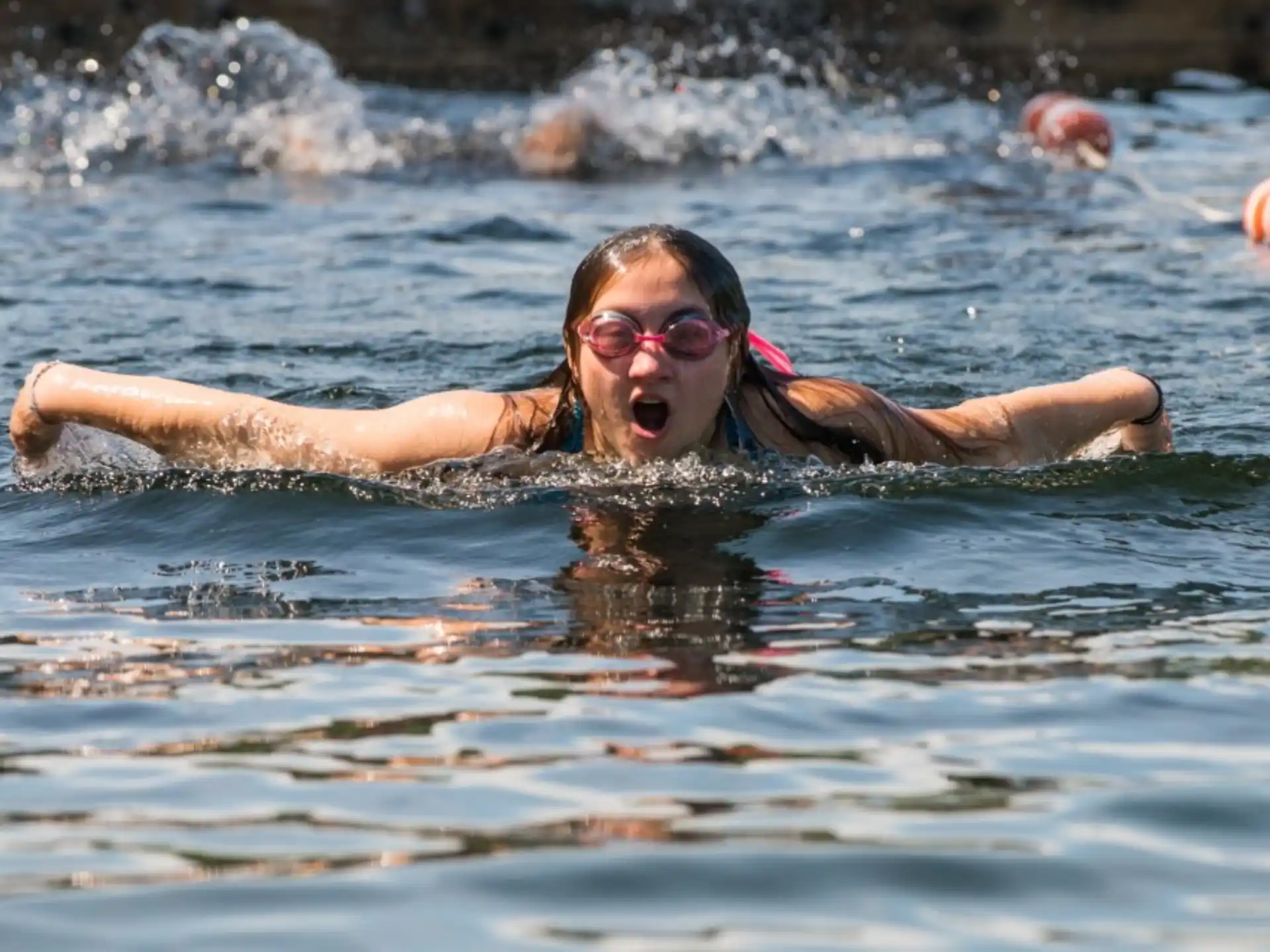 a person swimming in water