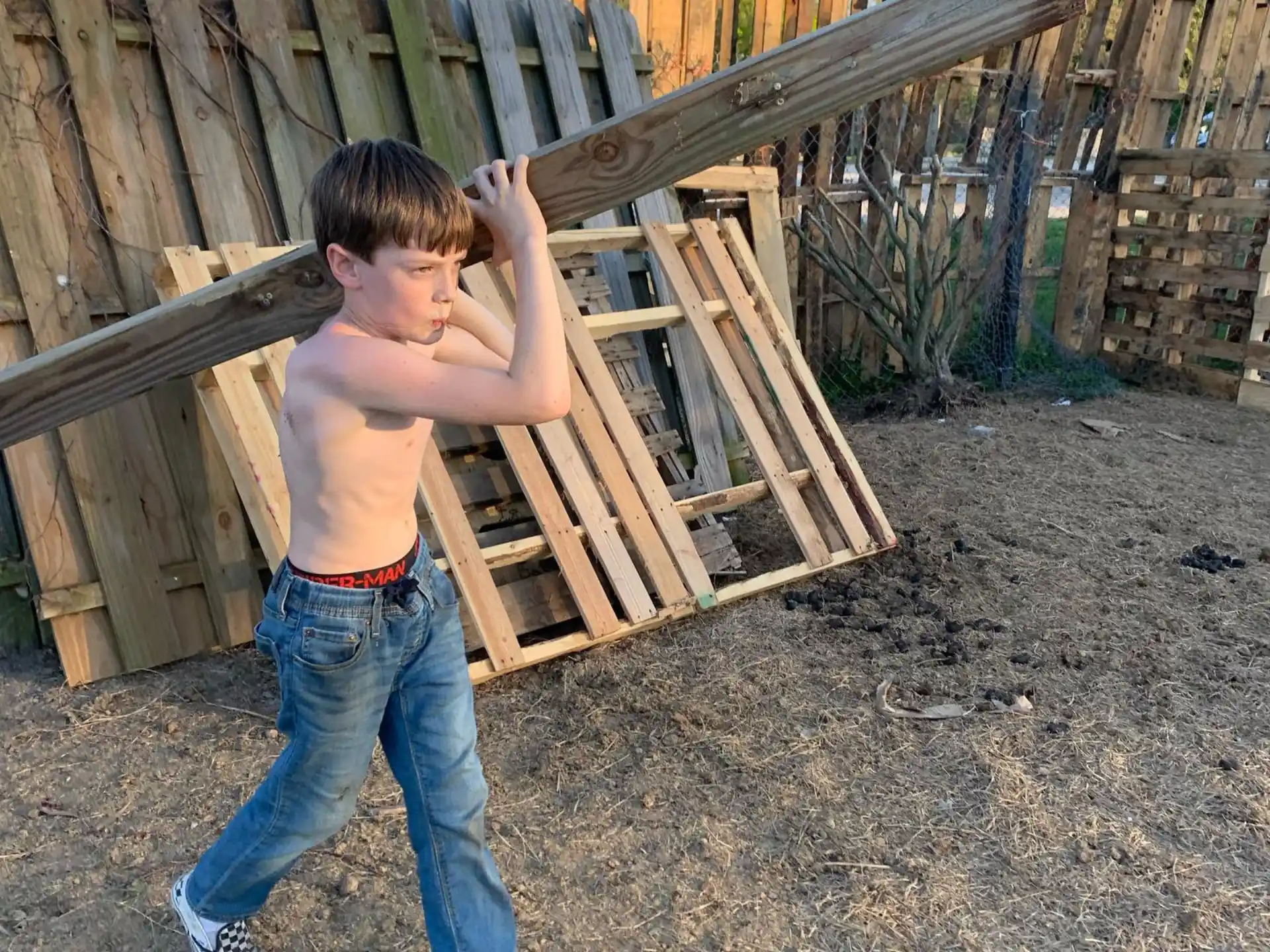 a boy holding a stick