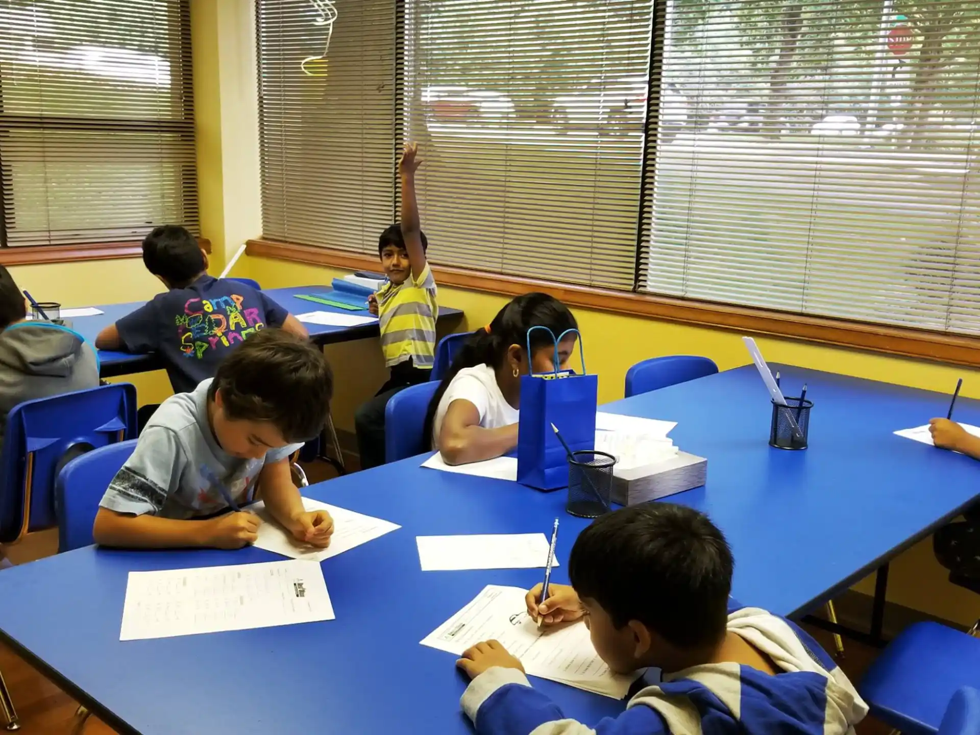 a group of children in a classroom