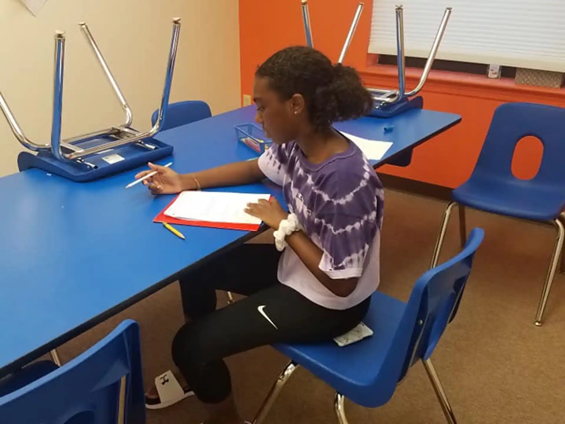 a person sitting at a desk