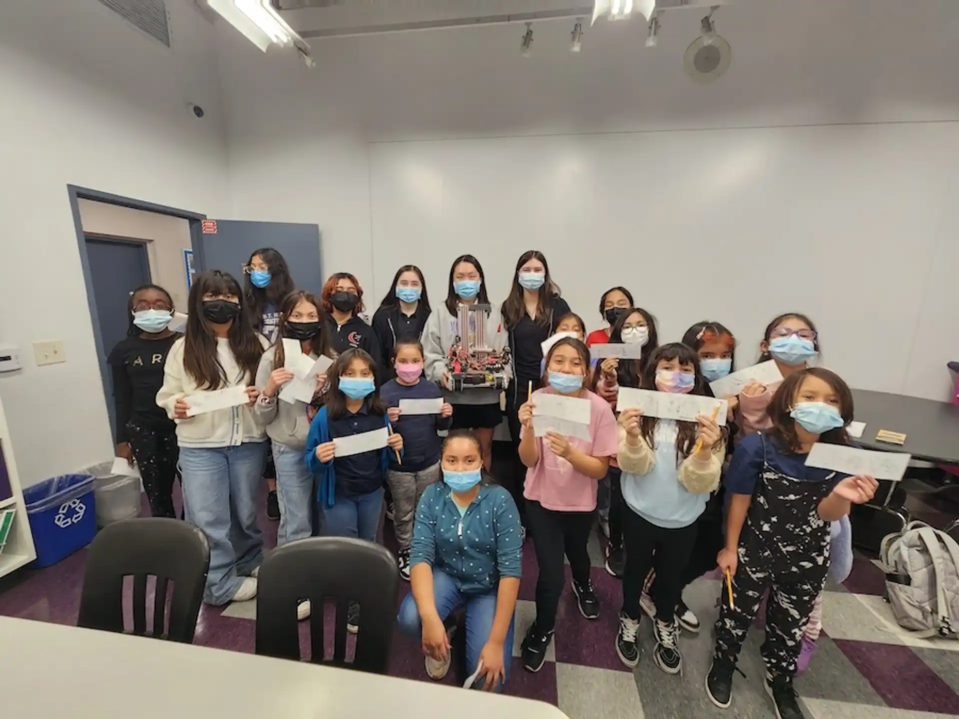a group of people wearing masks