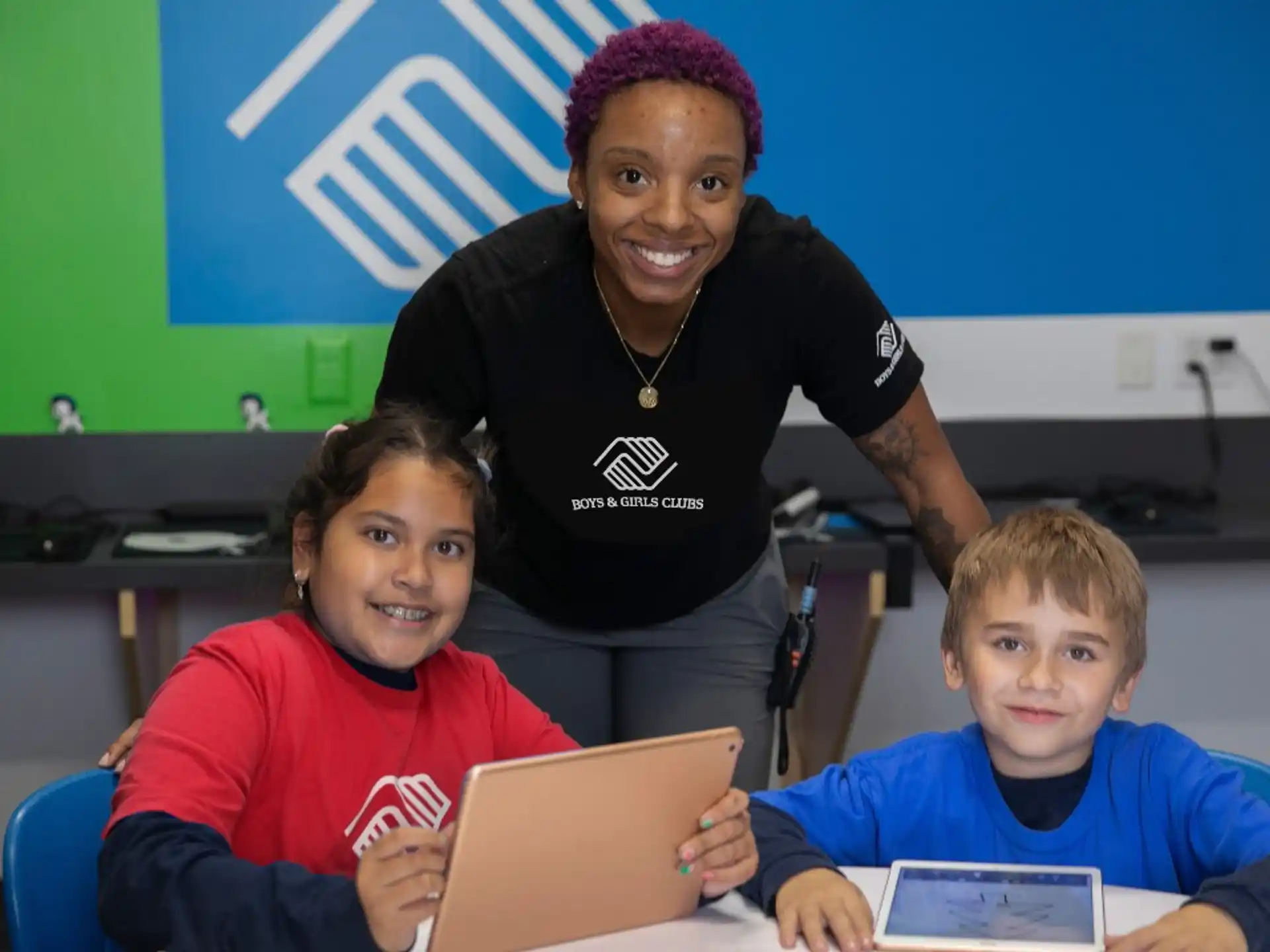 a person and two children