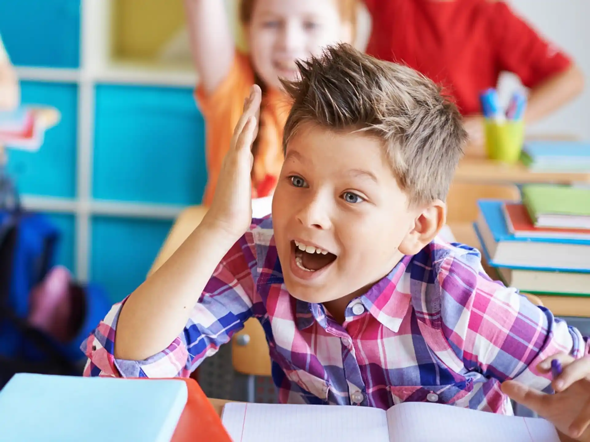 a boy with his mouth open