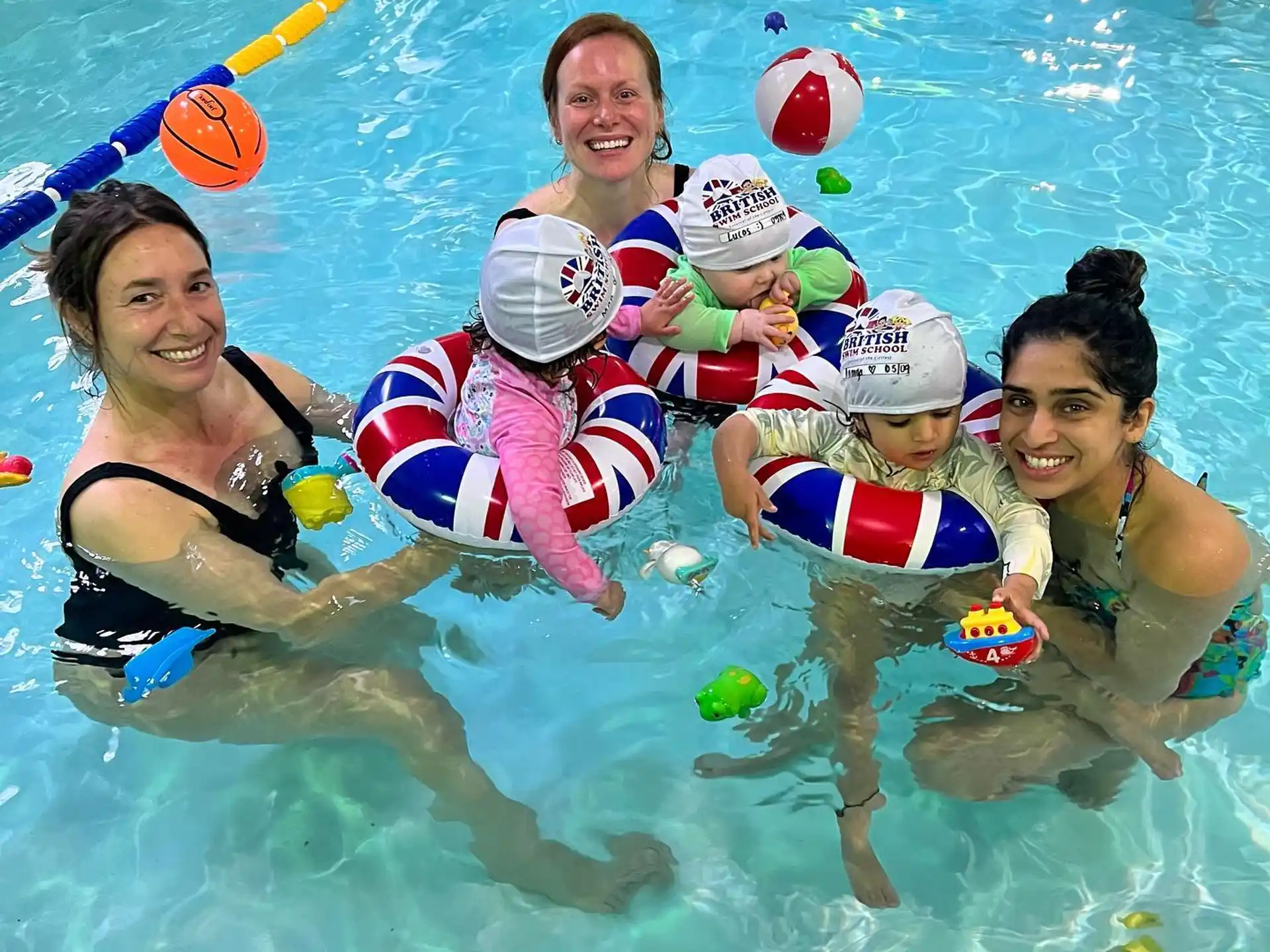 a group of women in a pool