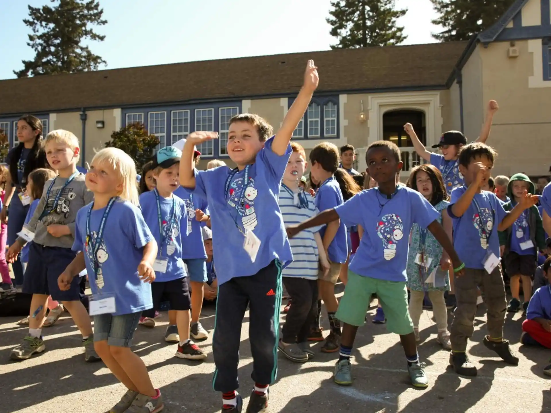 a group of children in a parade