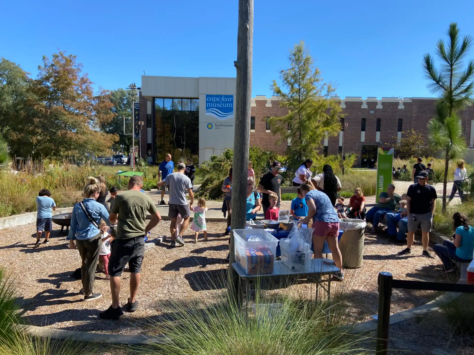 a group of people outside