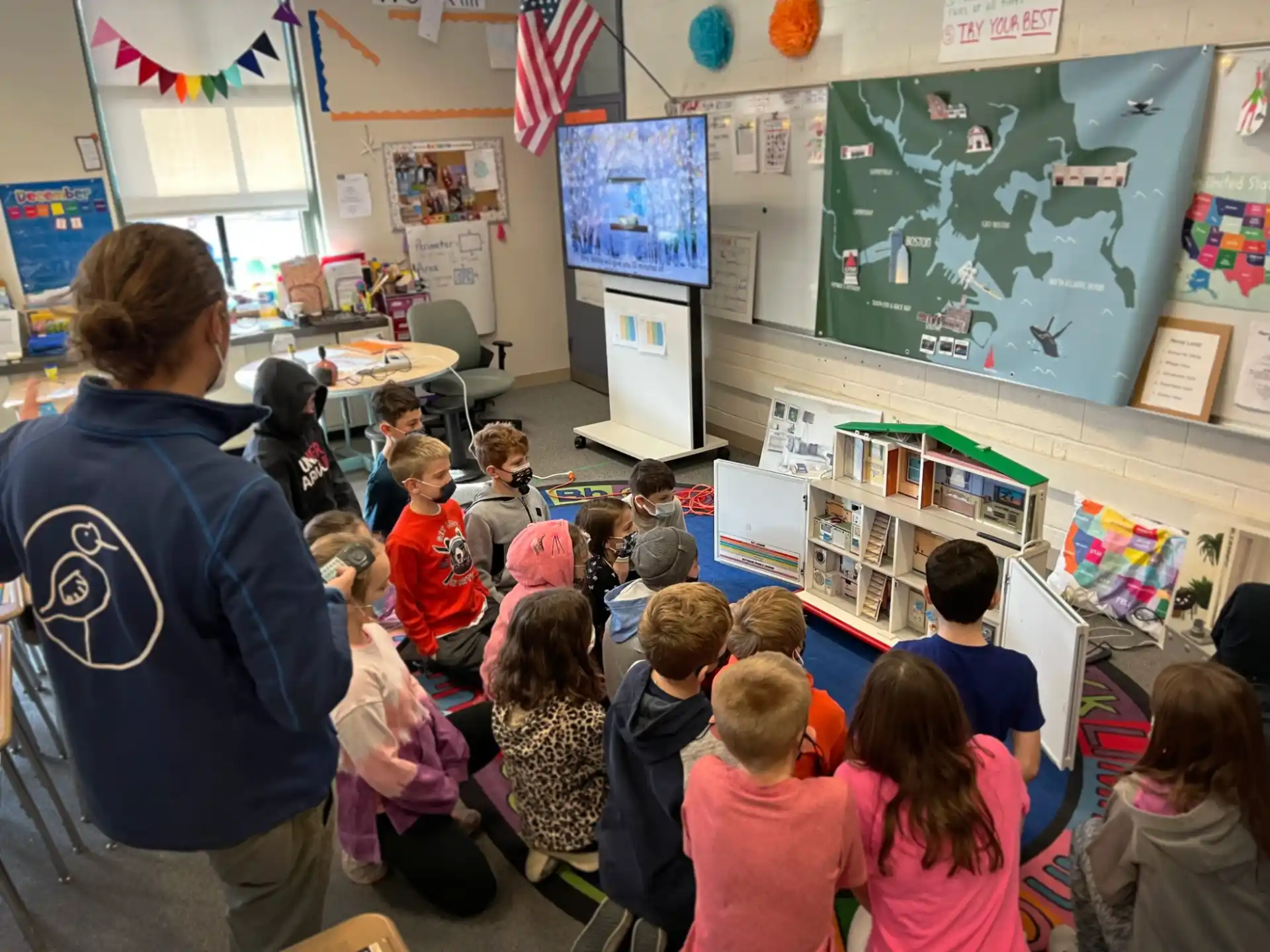 a group of children in a classroom