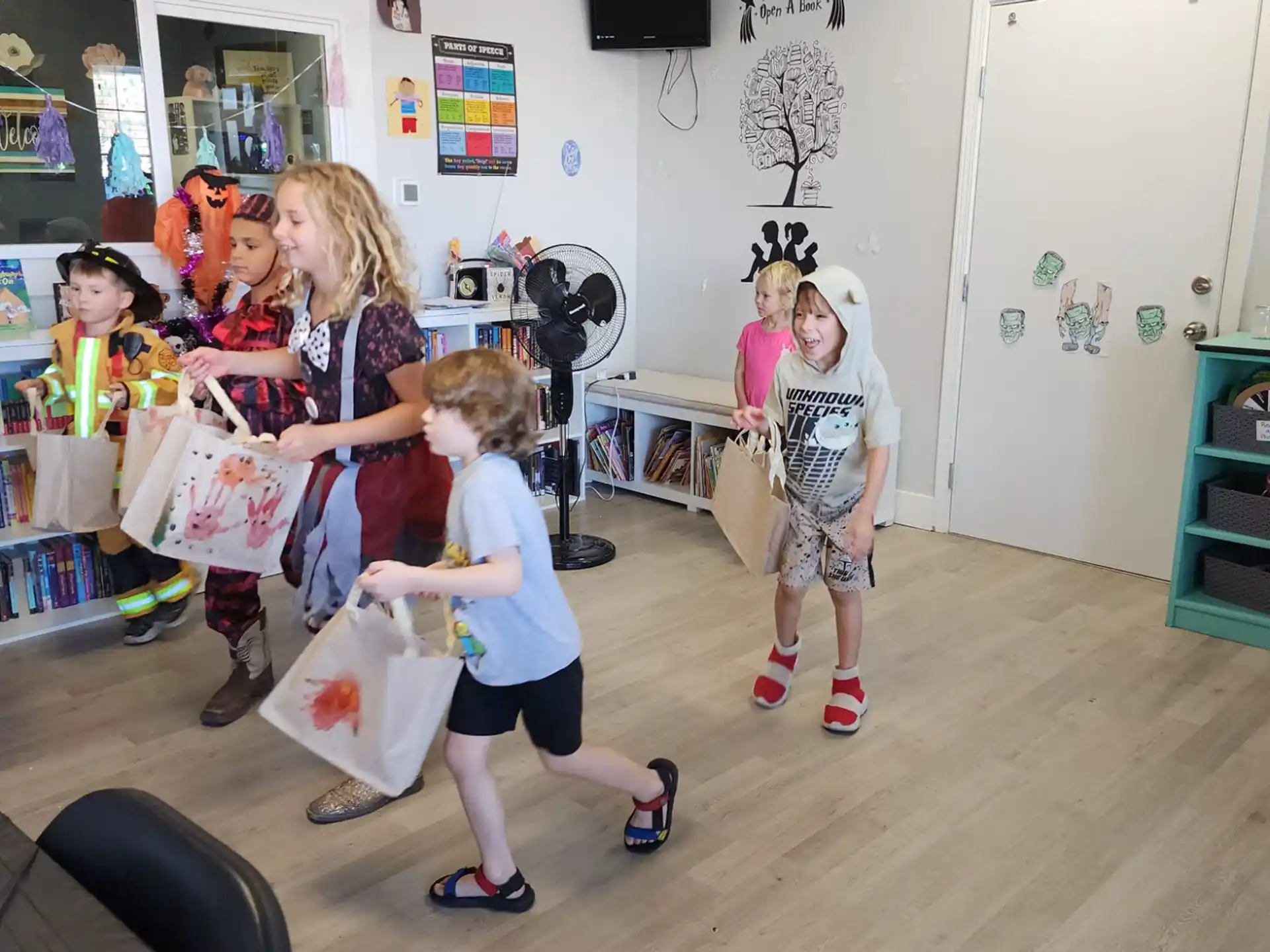 a group of children in a room