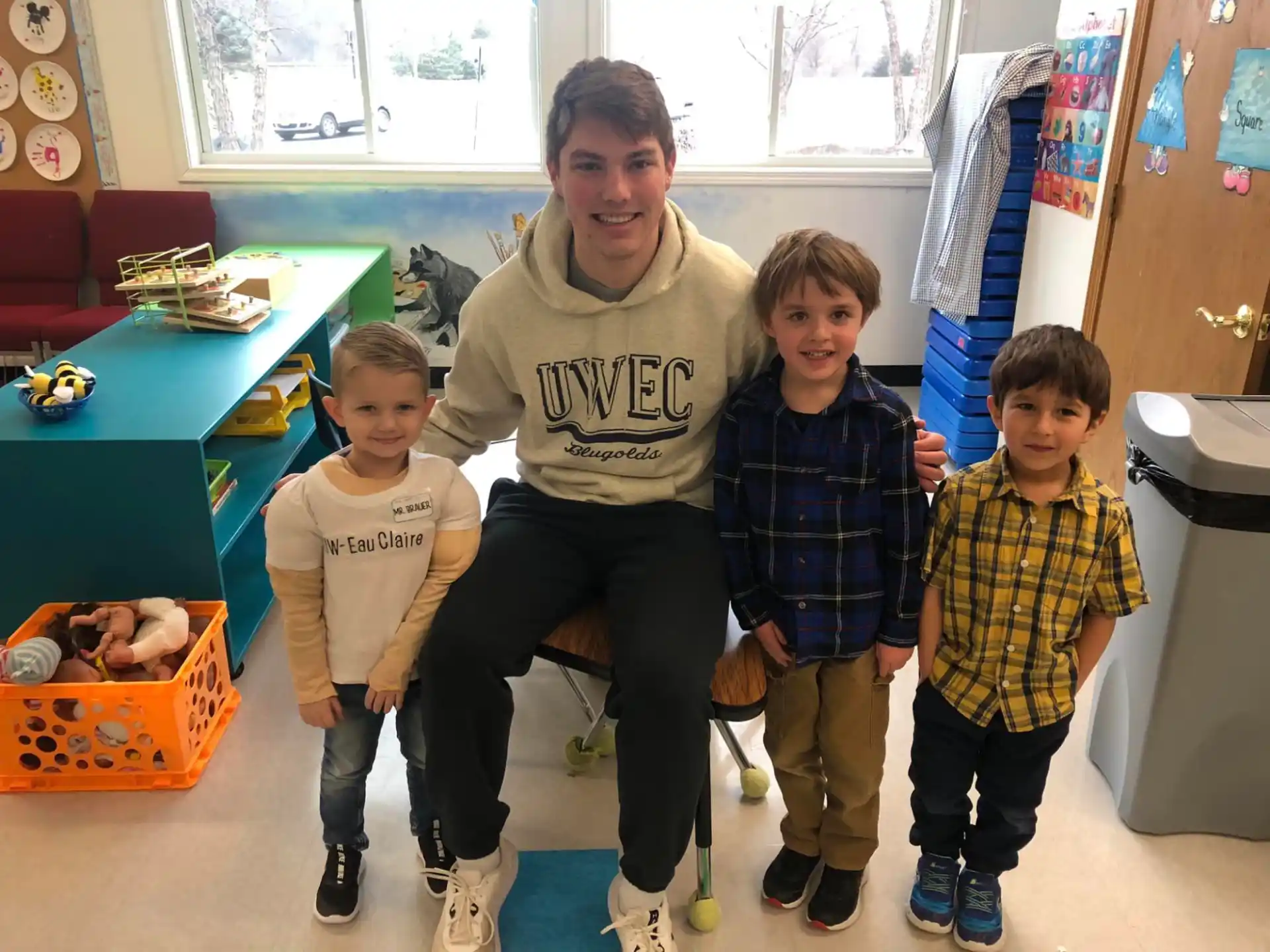 a person and several children