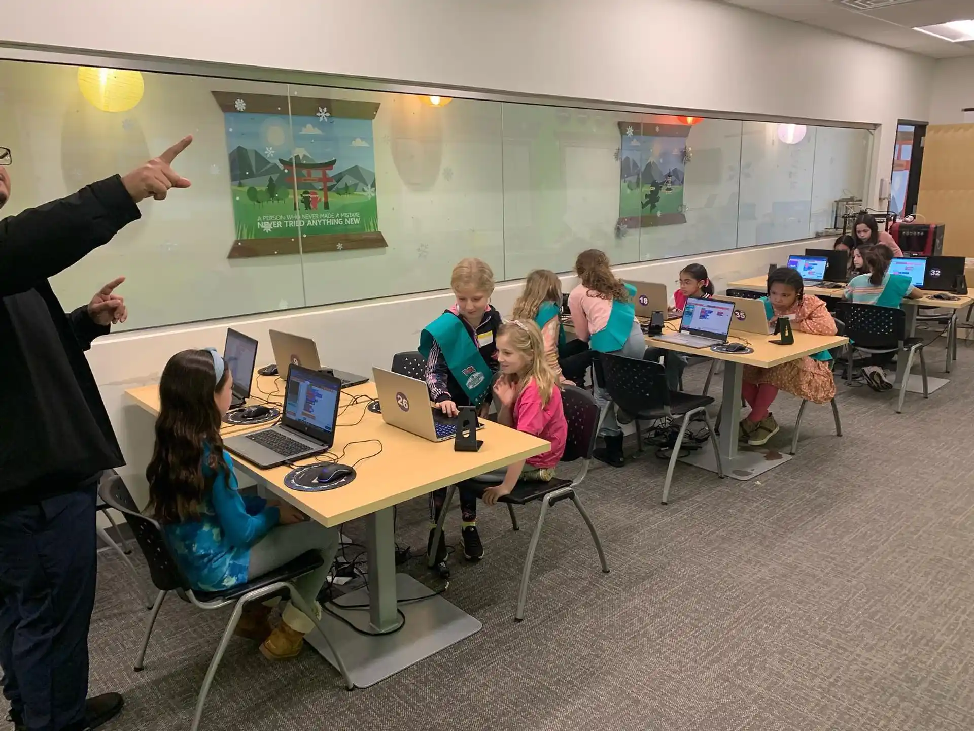 a group of children in a classroom