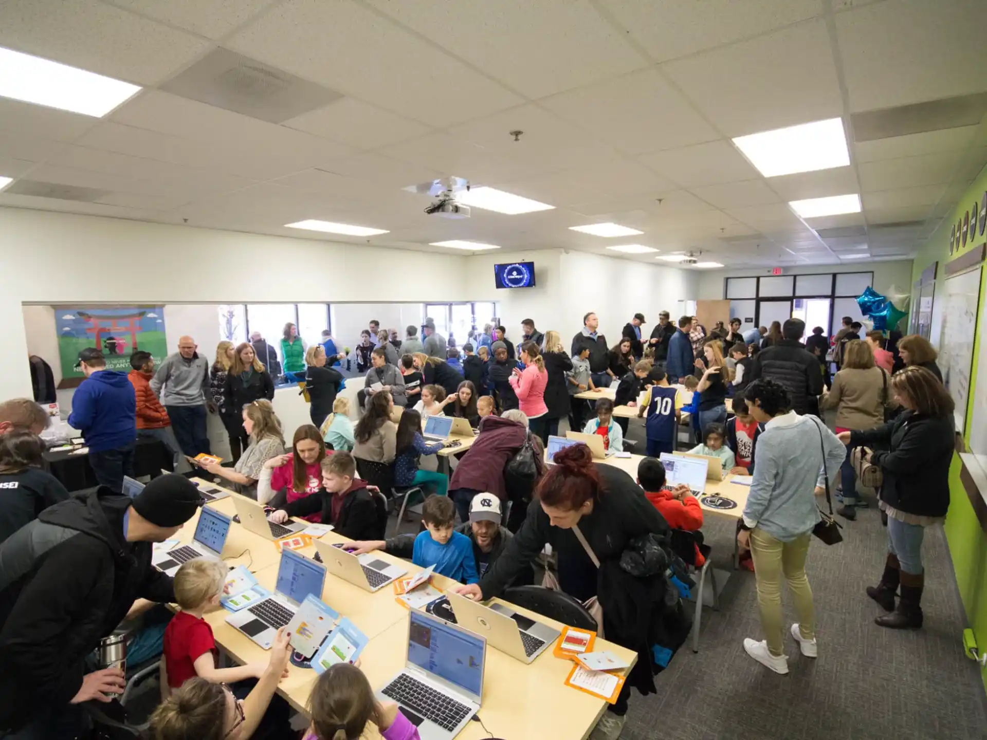 a group of people in a room