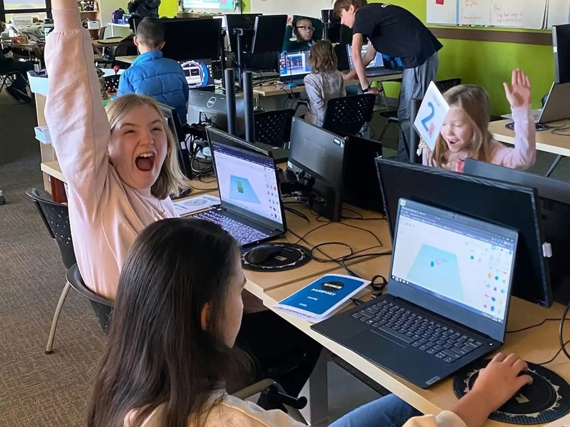 a group of people in a classroom