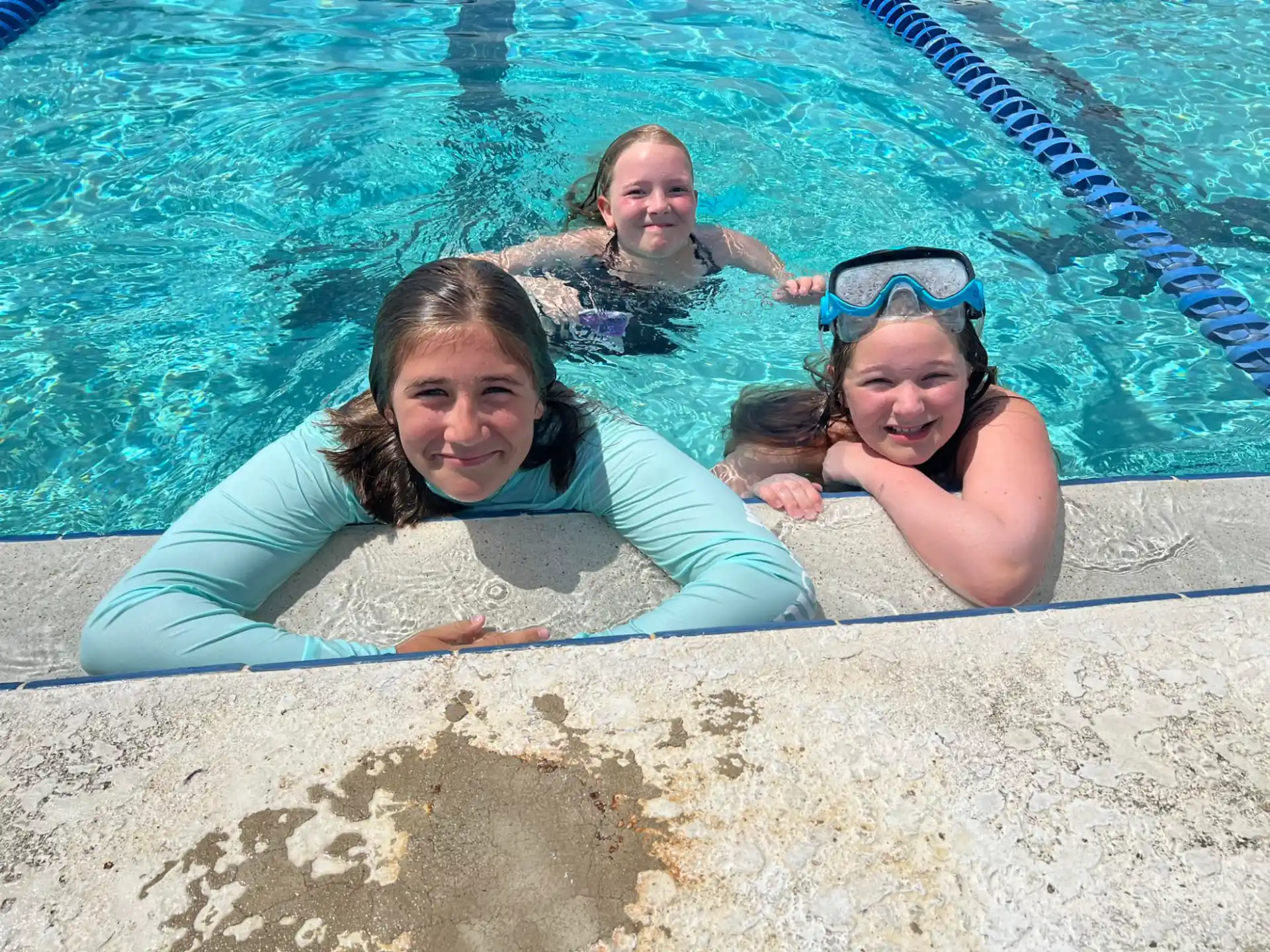a group of girls in a pool