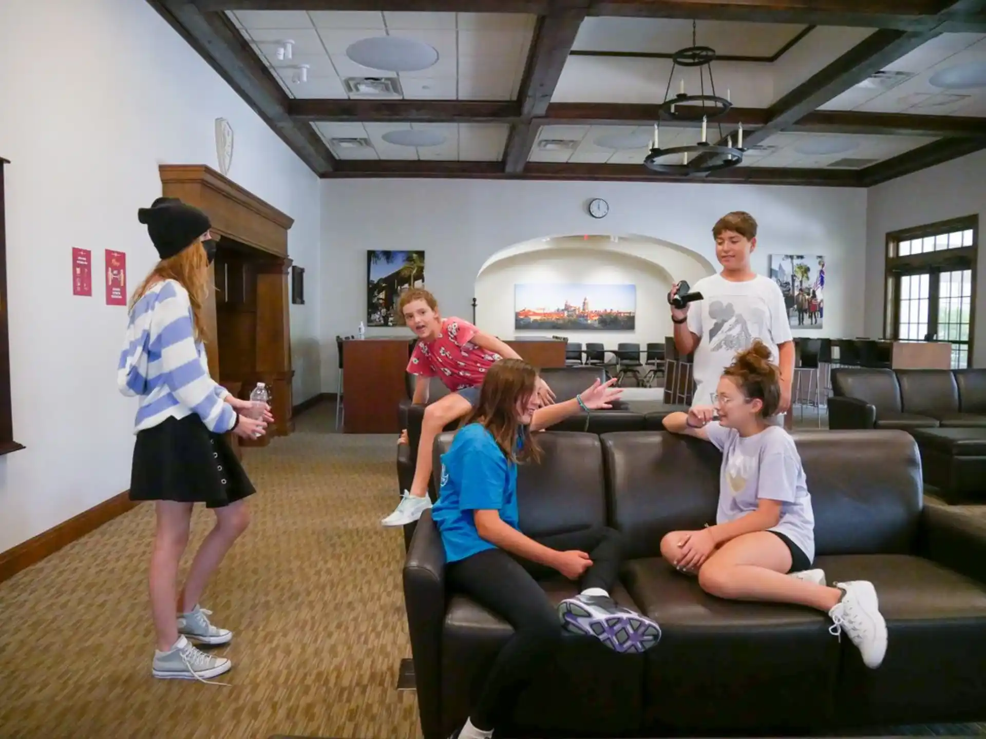 a group of people sitting on a couch