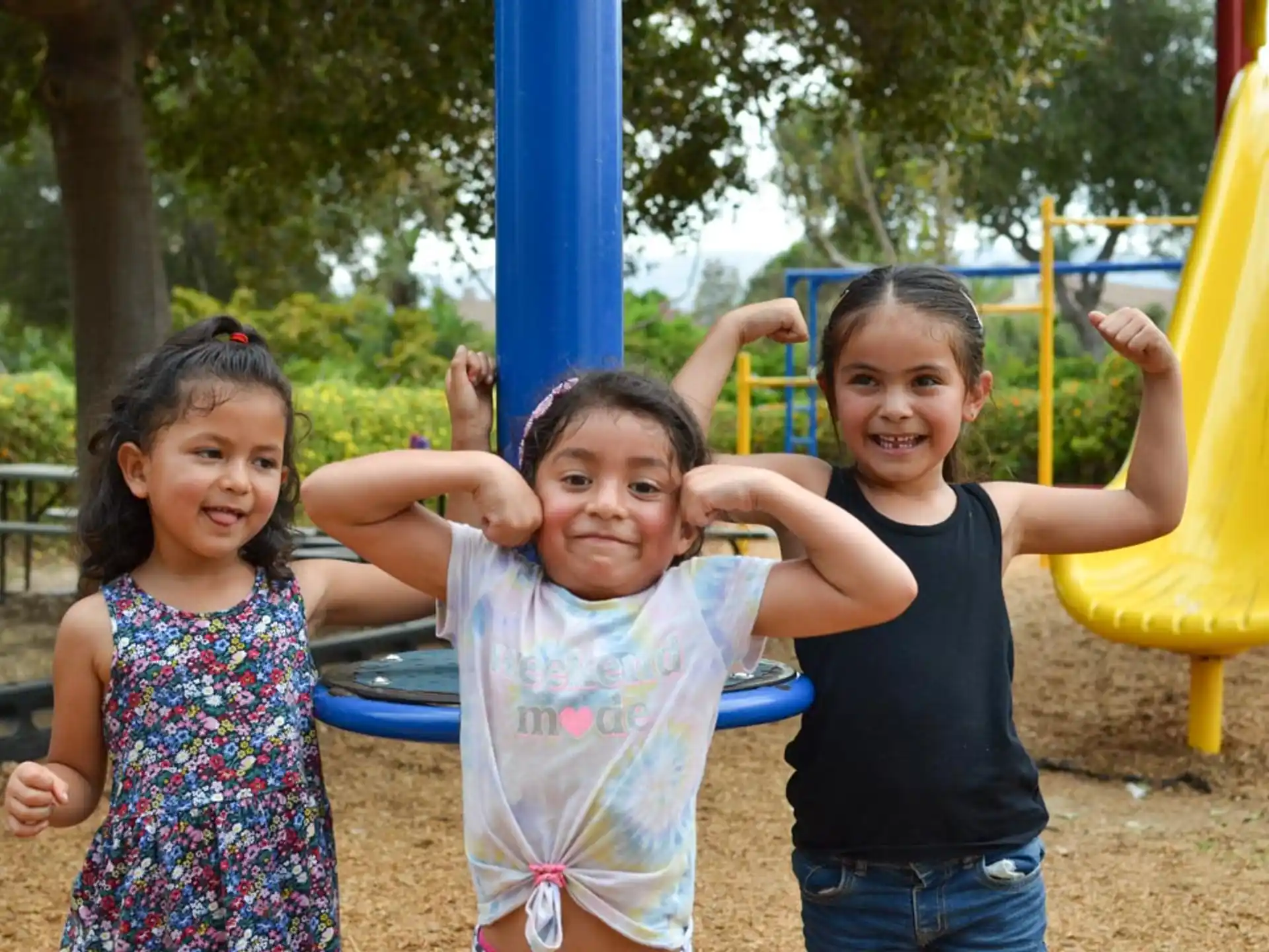 a group of children on a playground