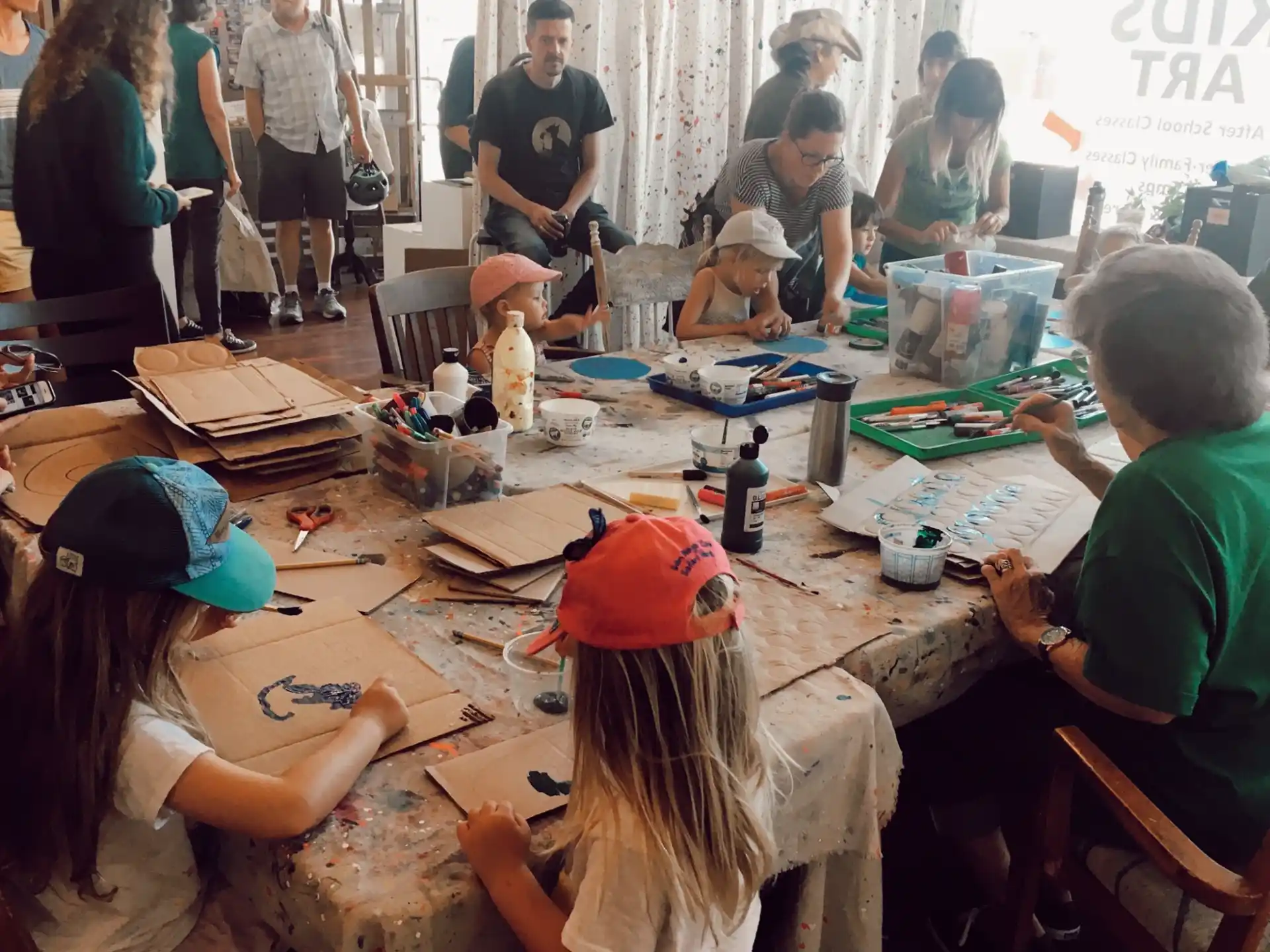 a group of people sitting around a table