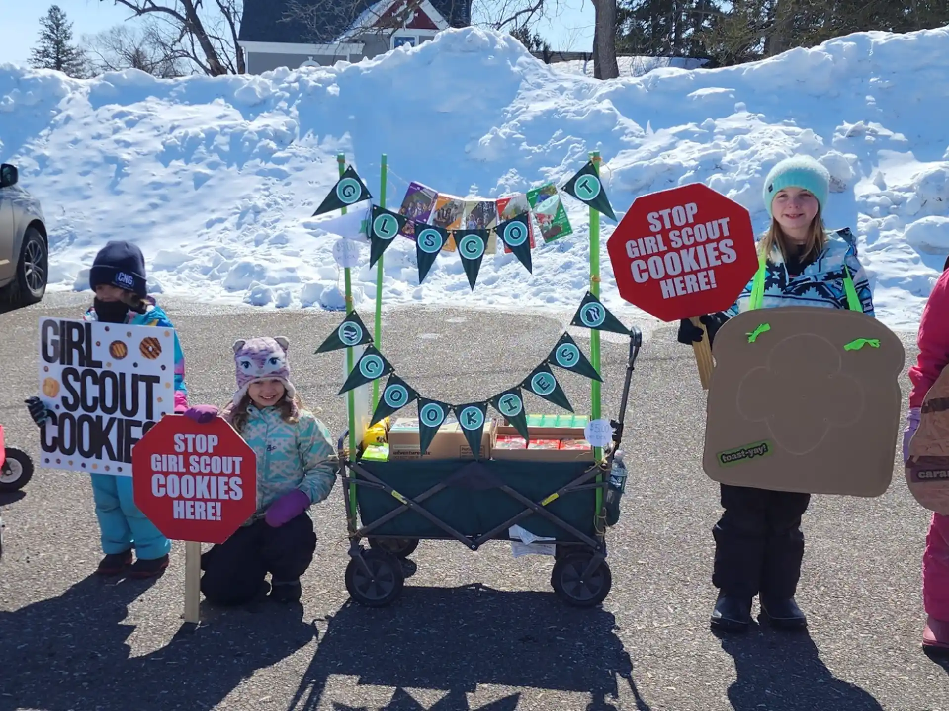 a group of people holding signs