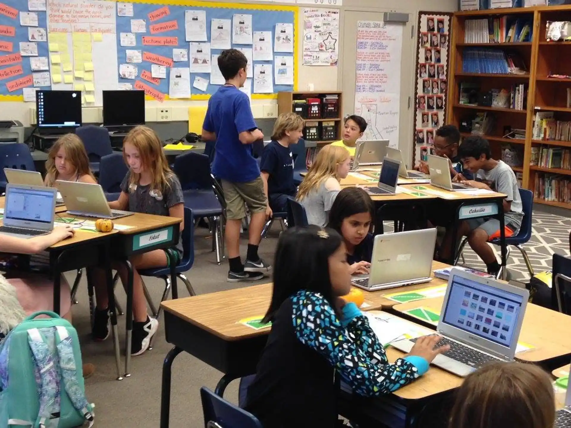a group of people in a classroom