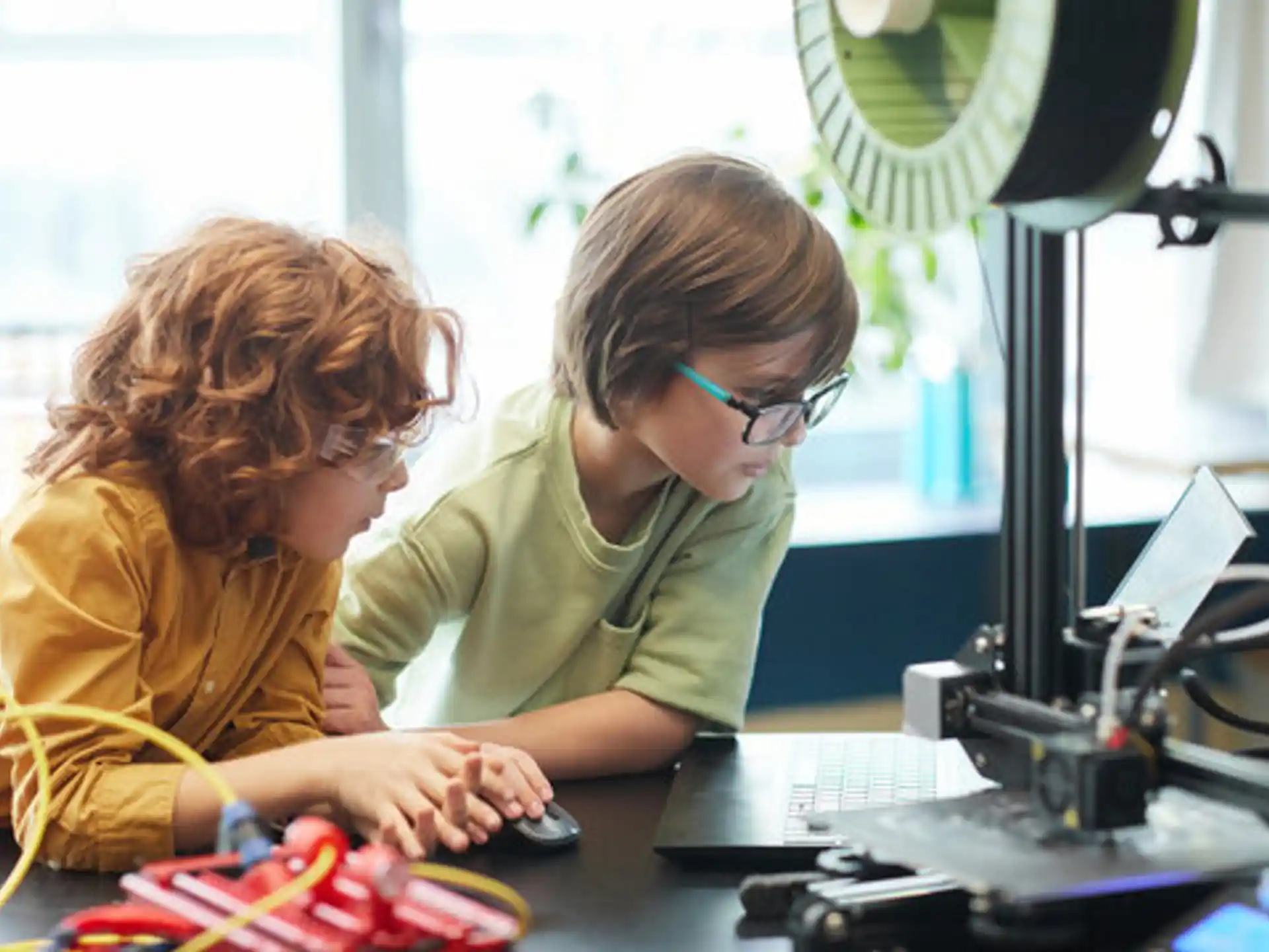a couple of women working on a computer