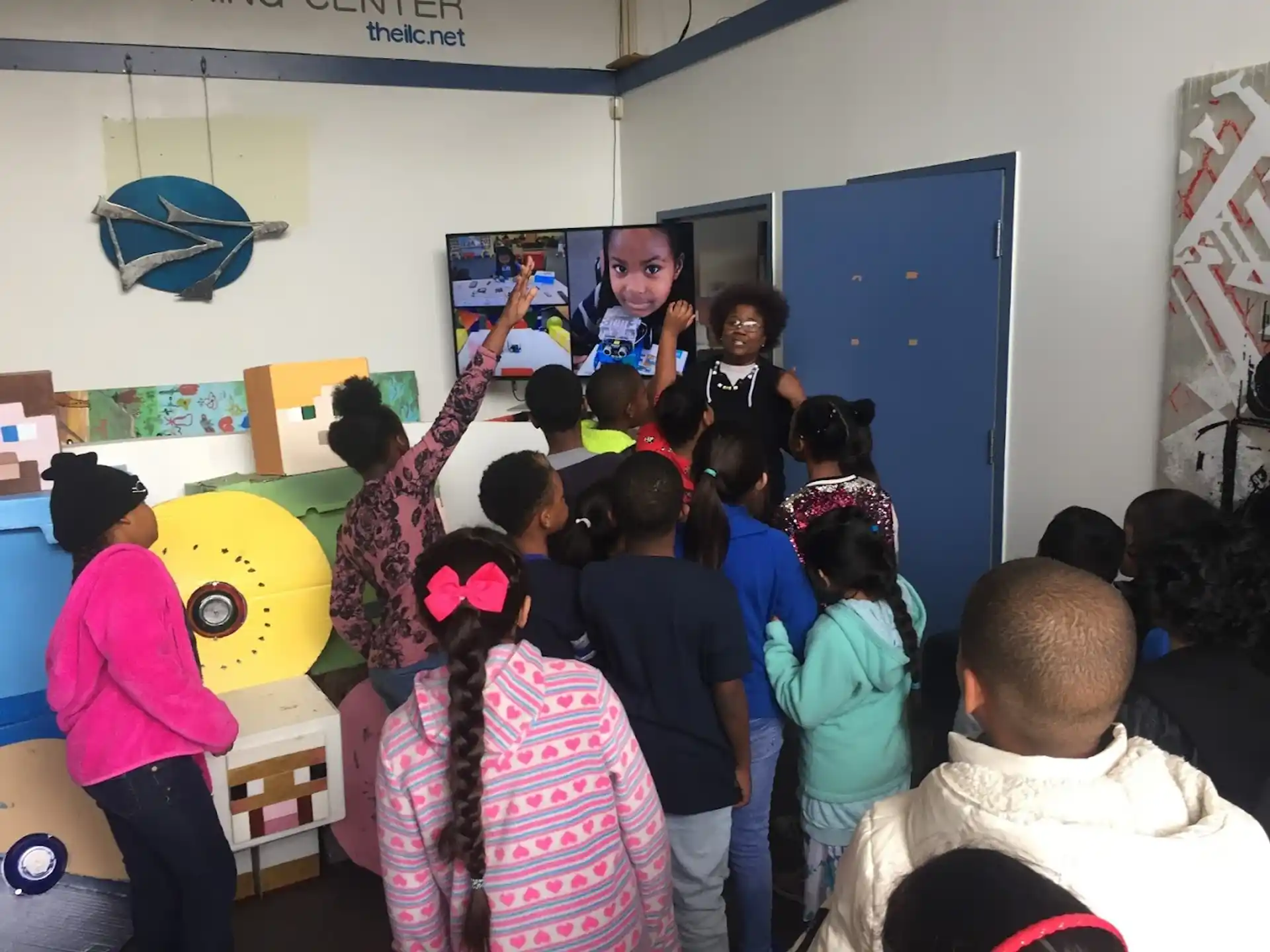 a group of children in a classroom