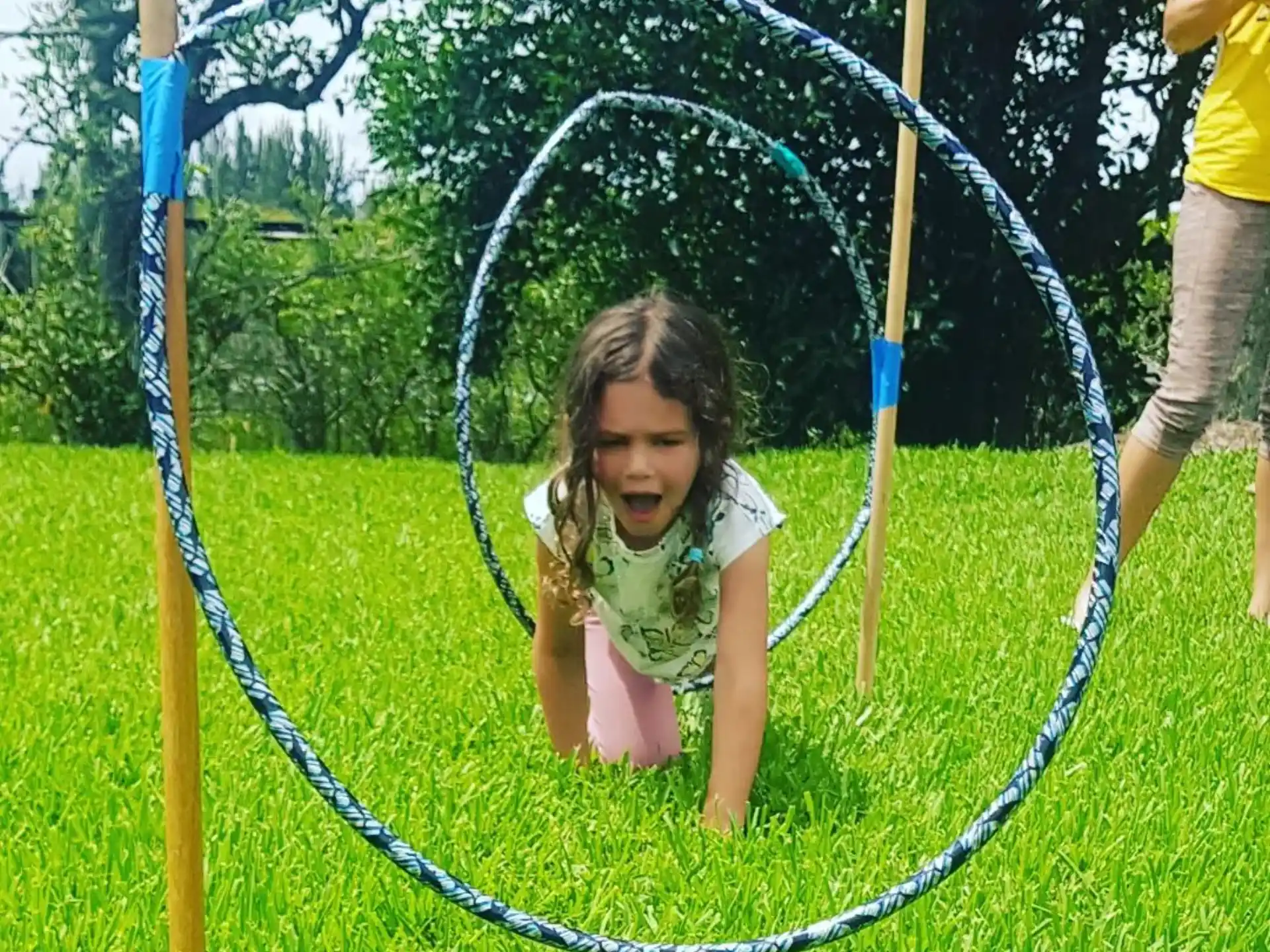 a girl in a swing