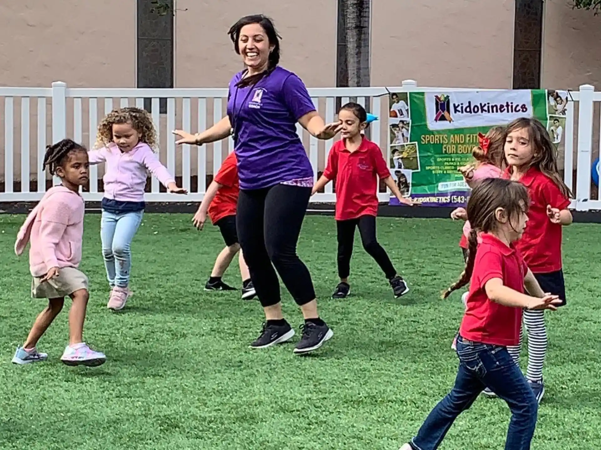 a group of children running