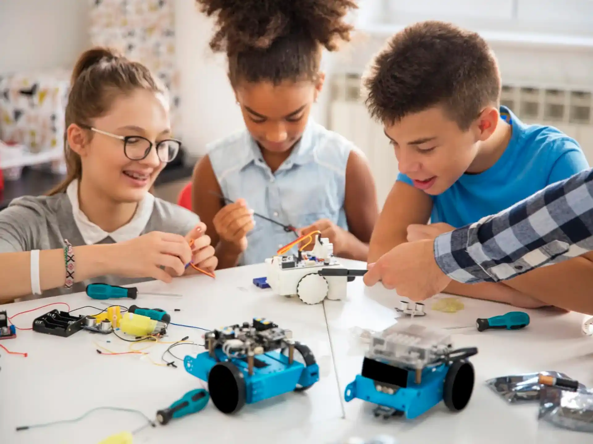 a group of kids playing with toys