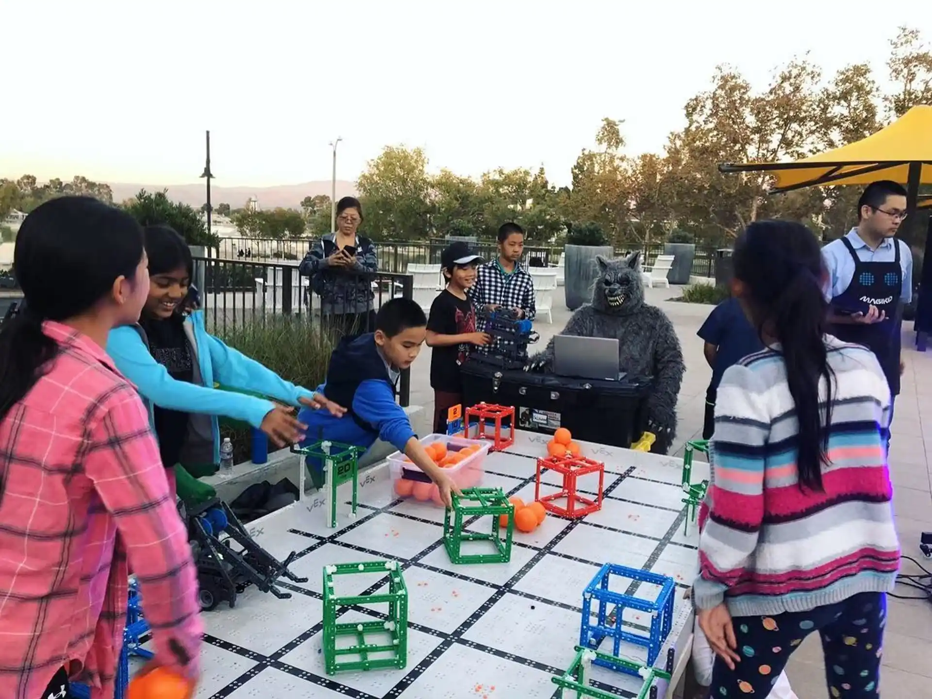a group of people playing a game