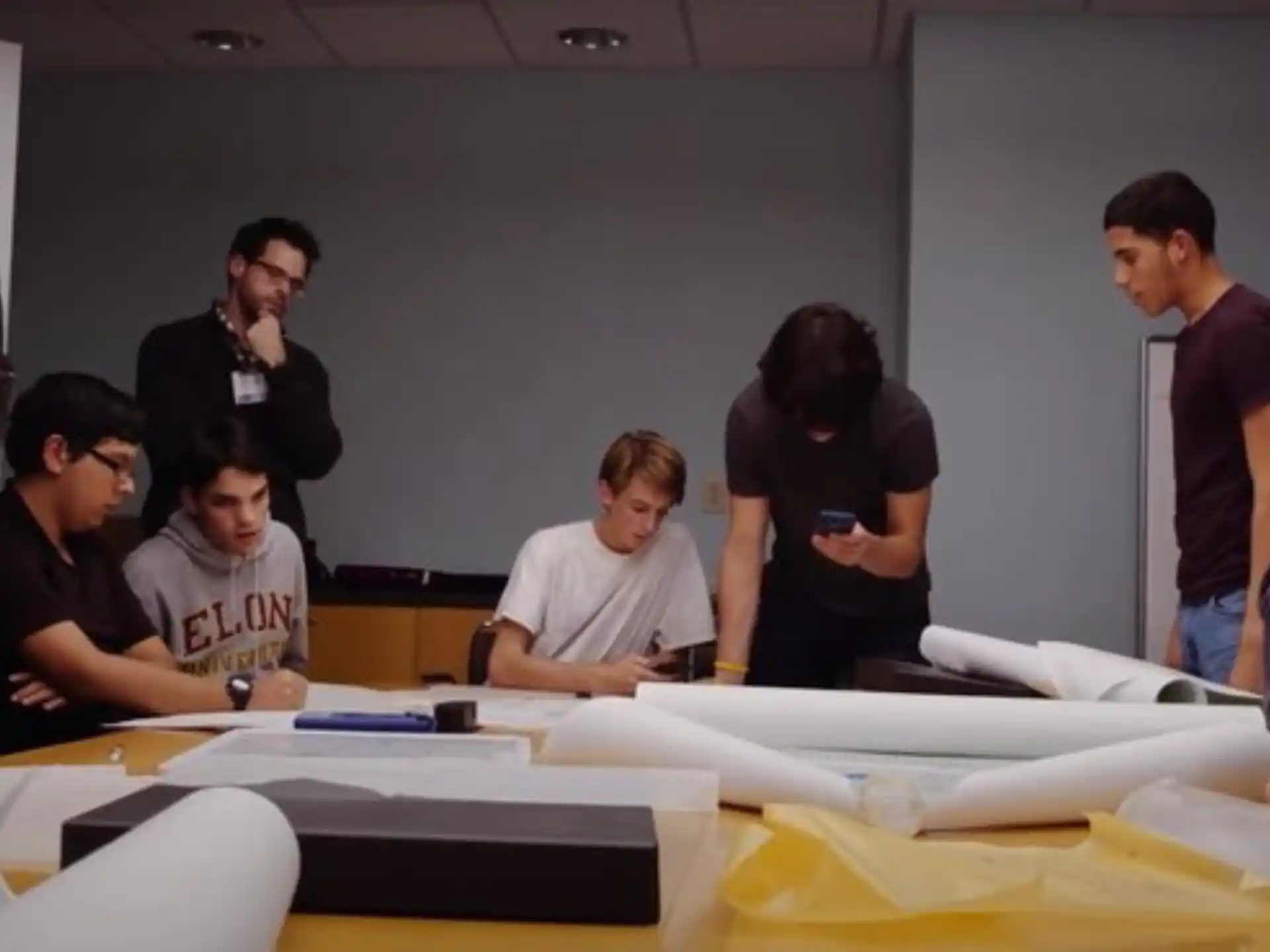 a group of people in a room