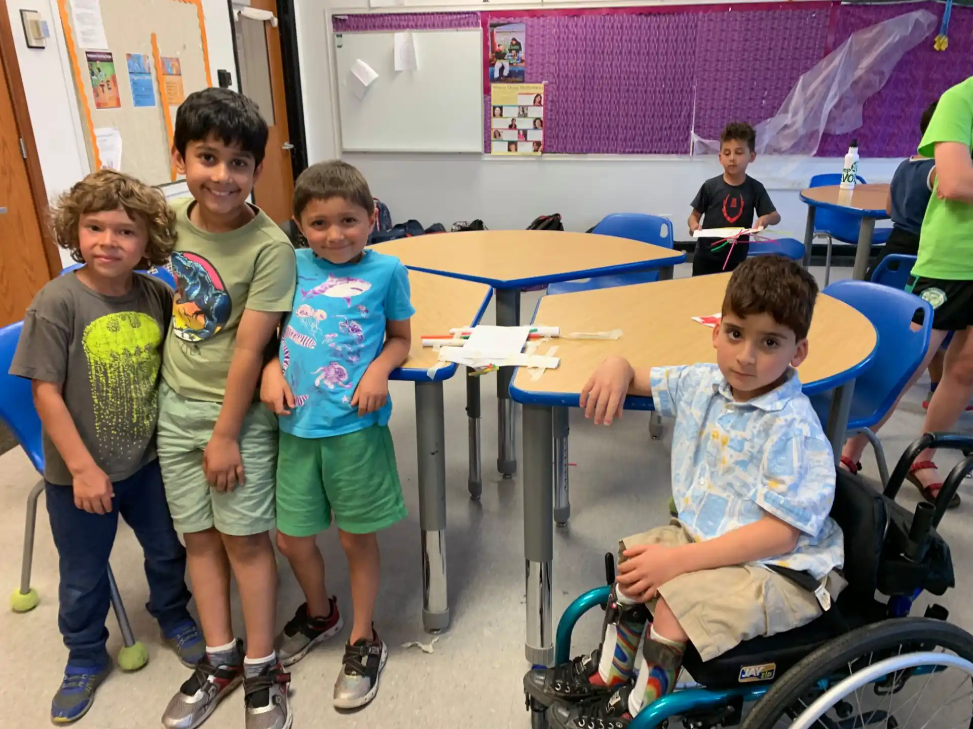 a group of children in a classroom