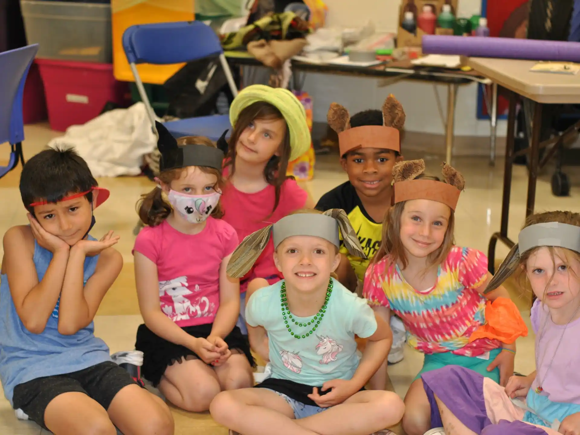 a group of children sitting together