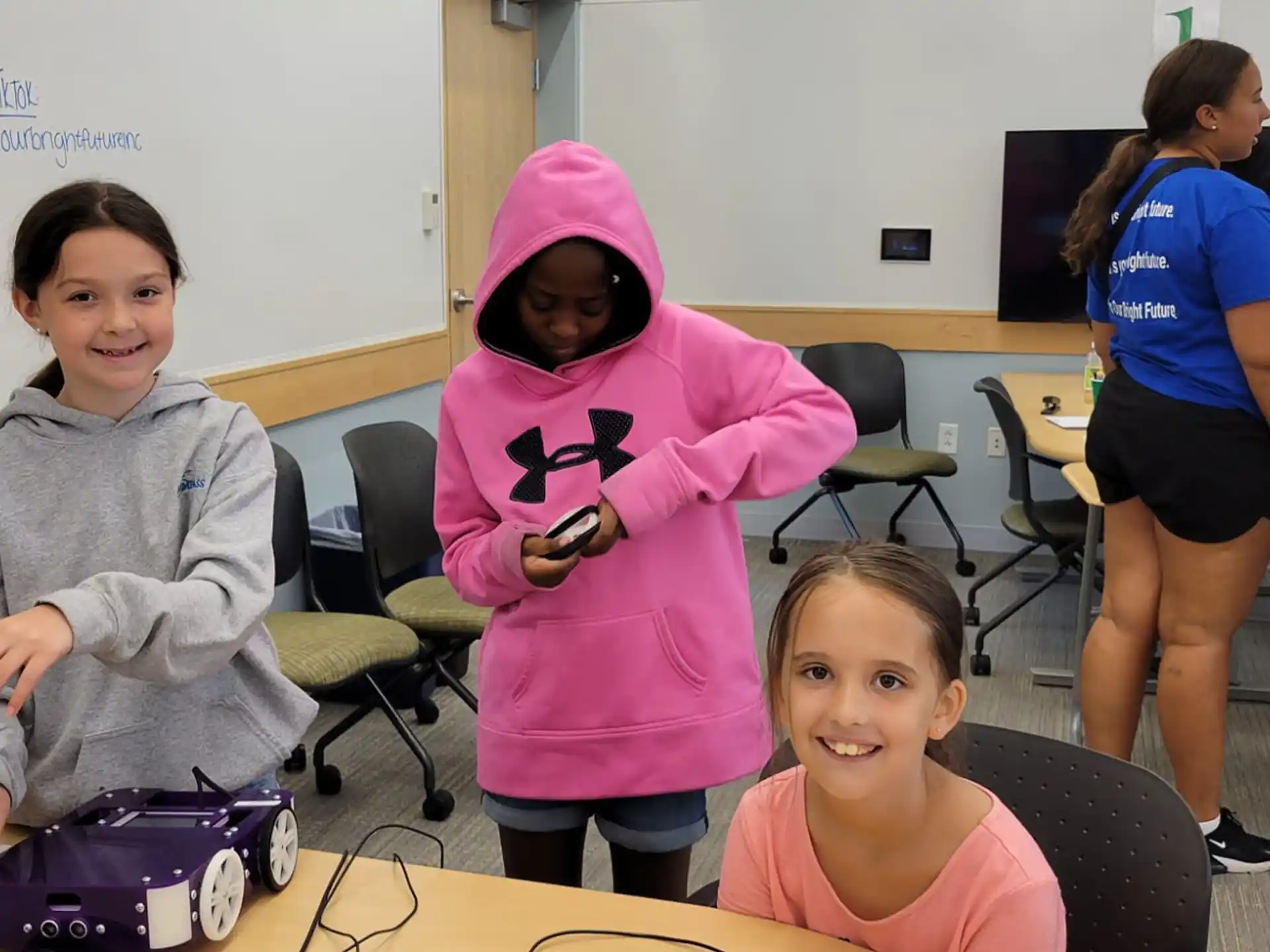 a group of people in a classroom