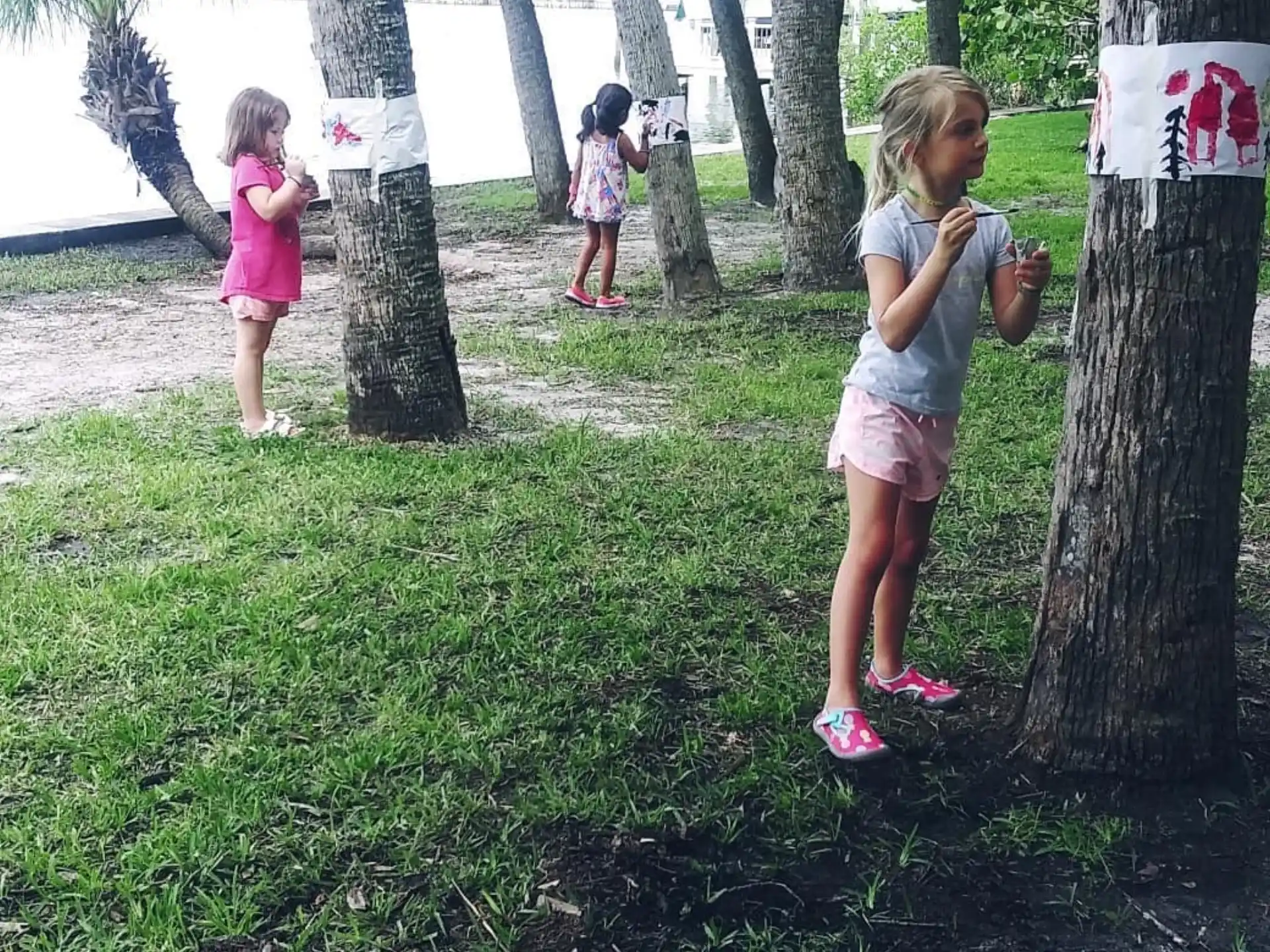 a group of children in a park