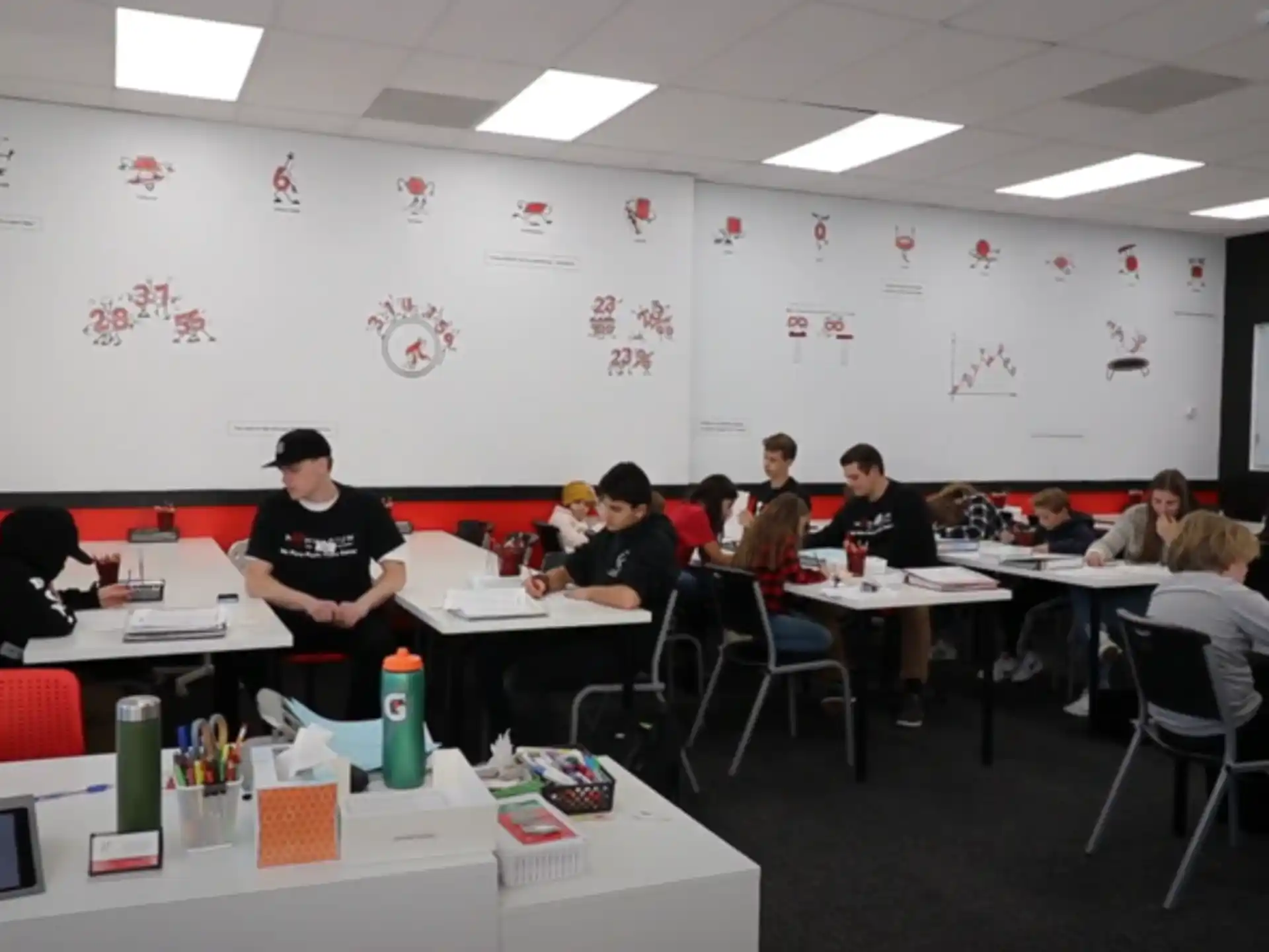 a group of people sitting at tables