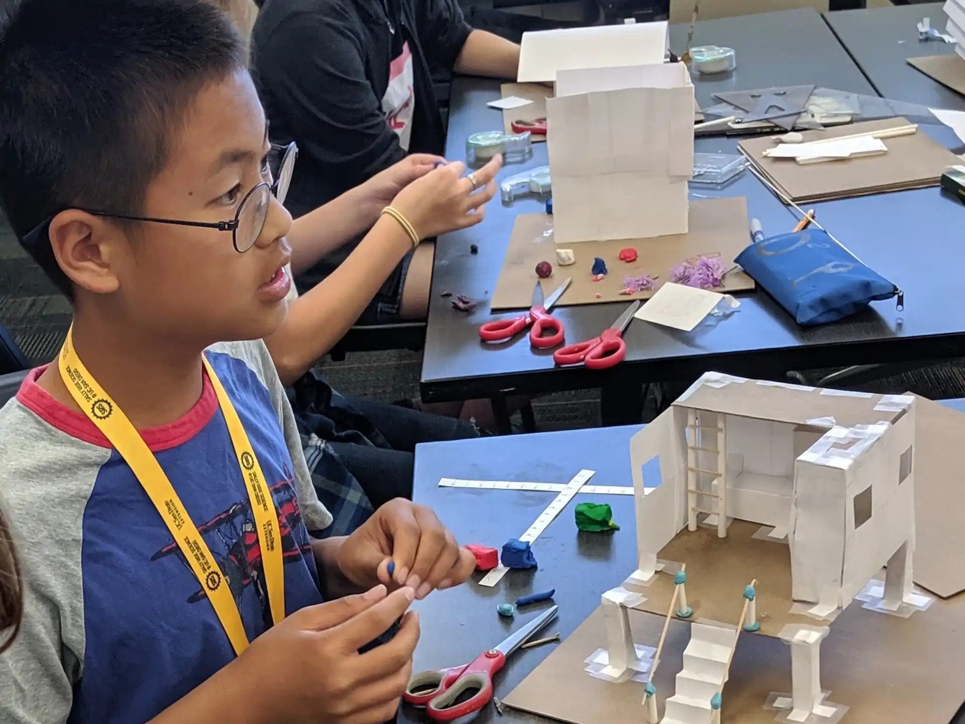 a boy working on a project